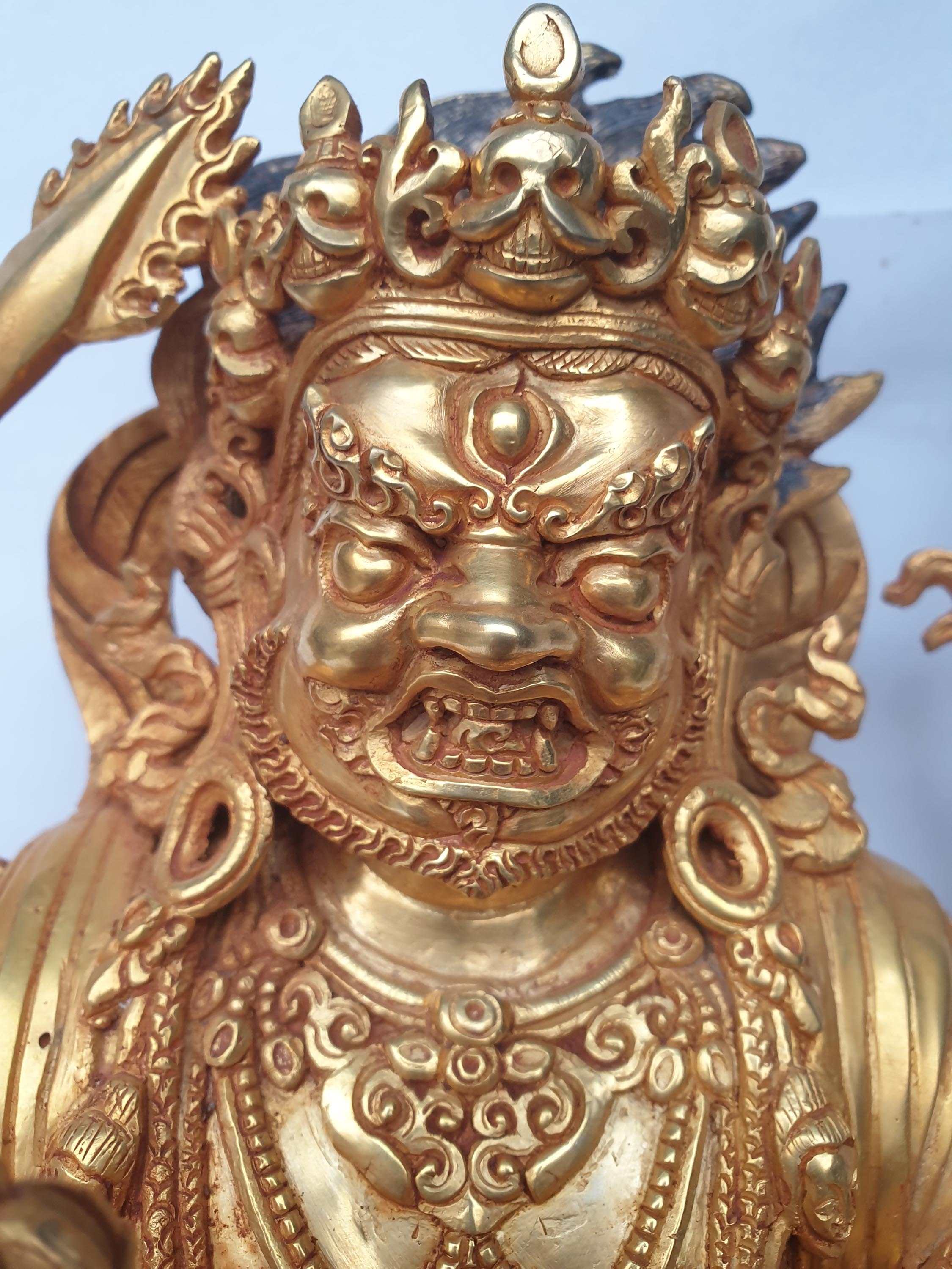 hq, Sitting Mahakala - Four Arms Statue, kalu Awale Copy, full Gold Plated