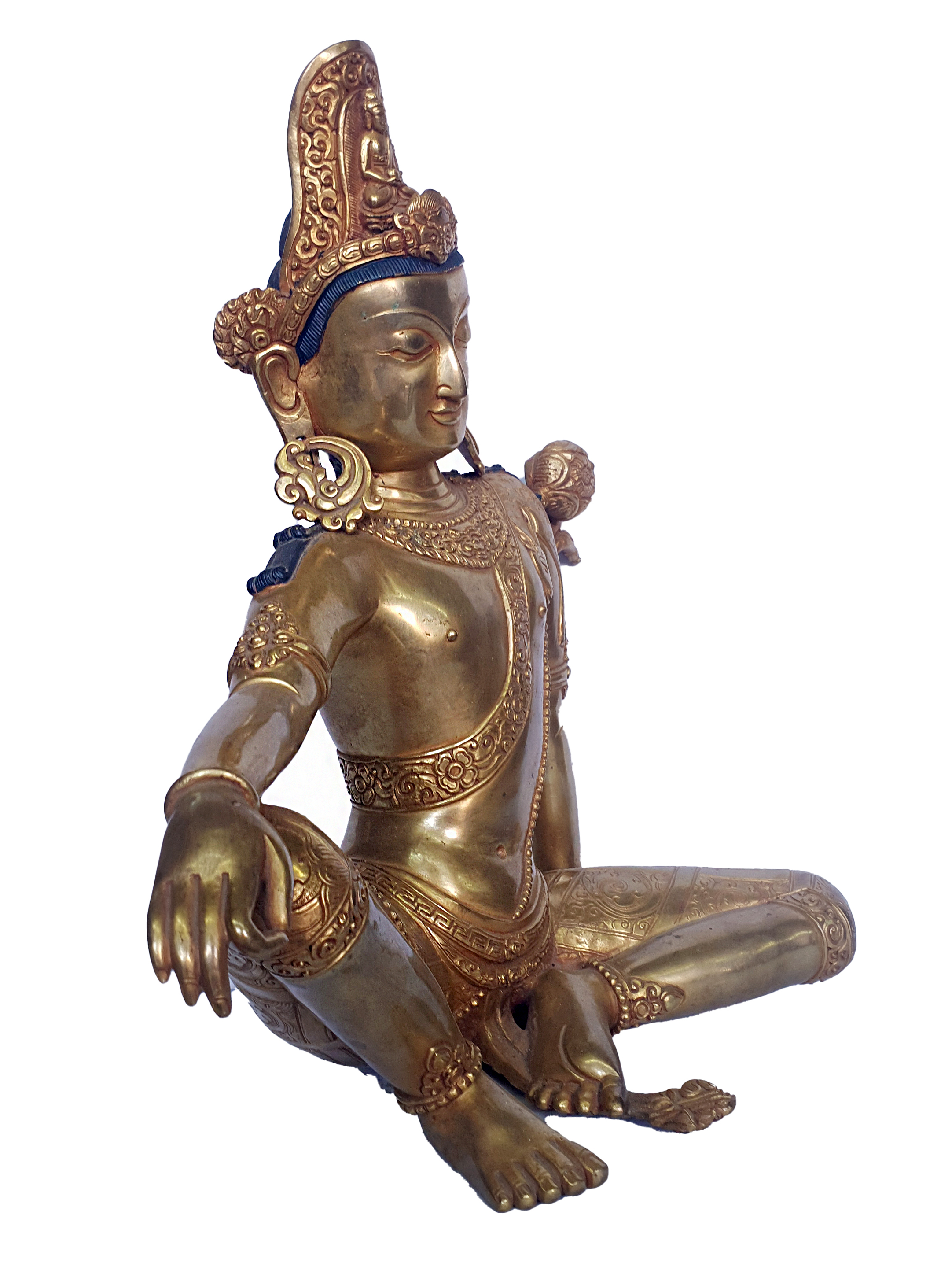 hq,museum Copy Statue Of Bodhisattva, newari Style, full Fire Gold Plated