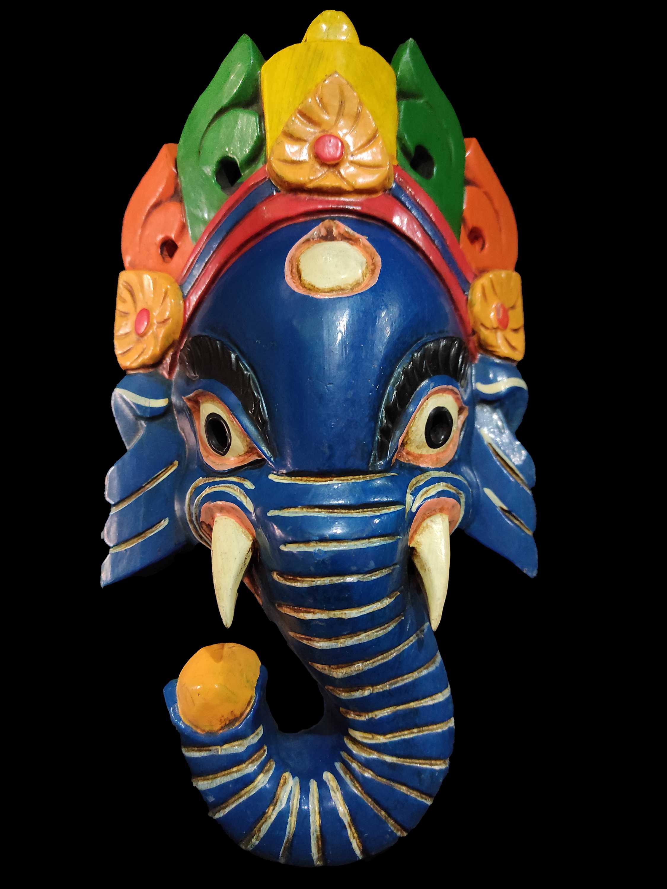Ganesh Mask, Handmade Wooden Mask <span Style=
