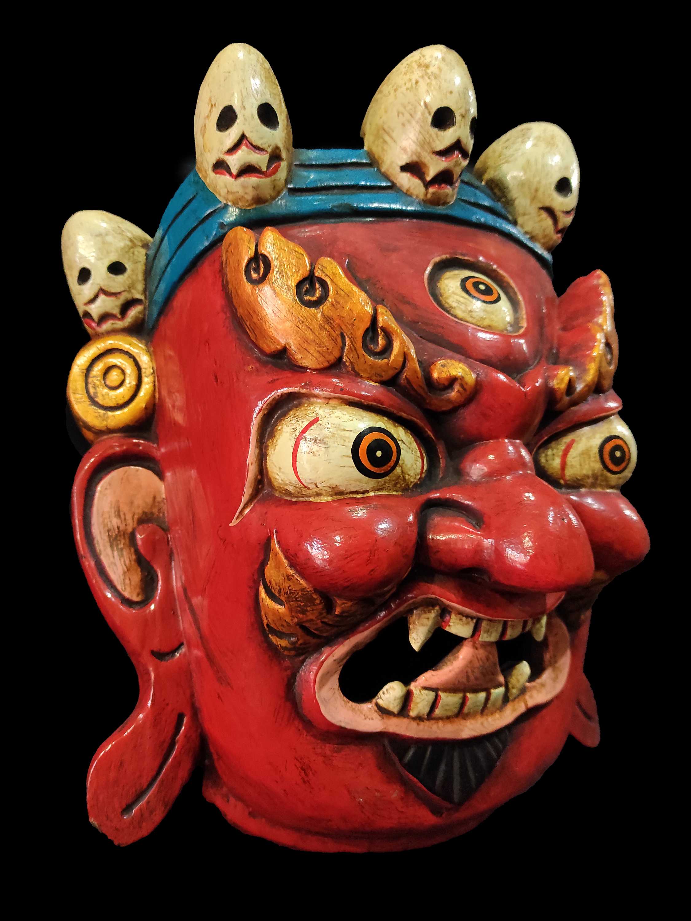 Mahakala Mask, Handmade Wooden Mask, <span Style=