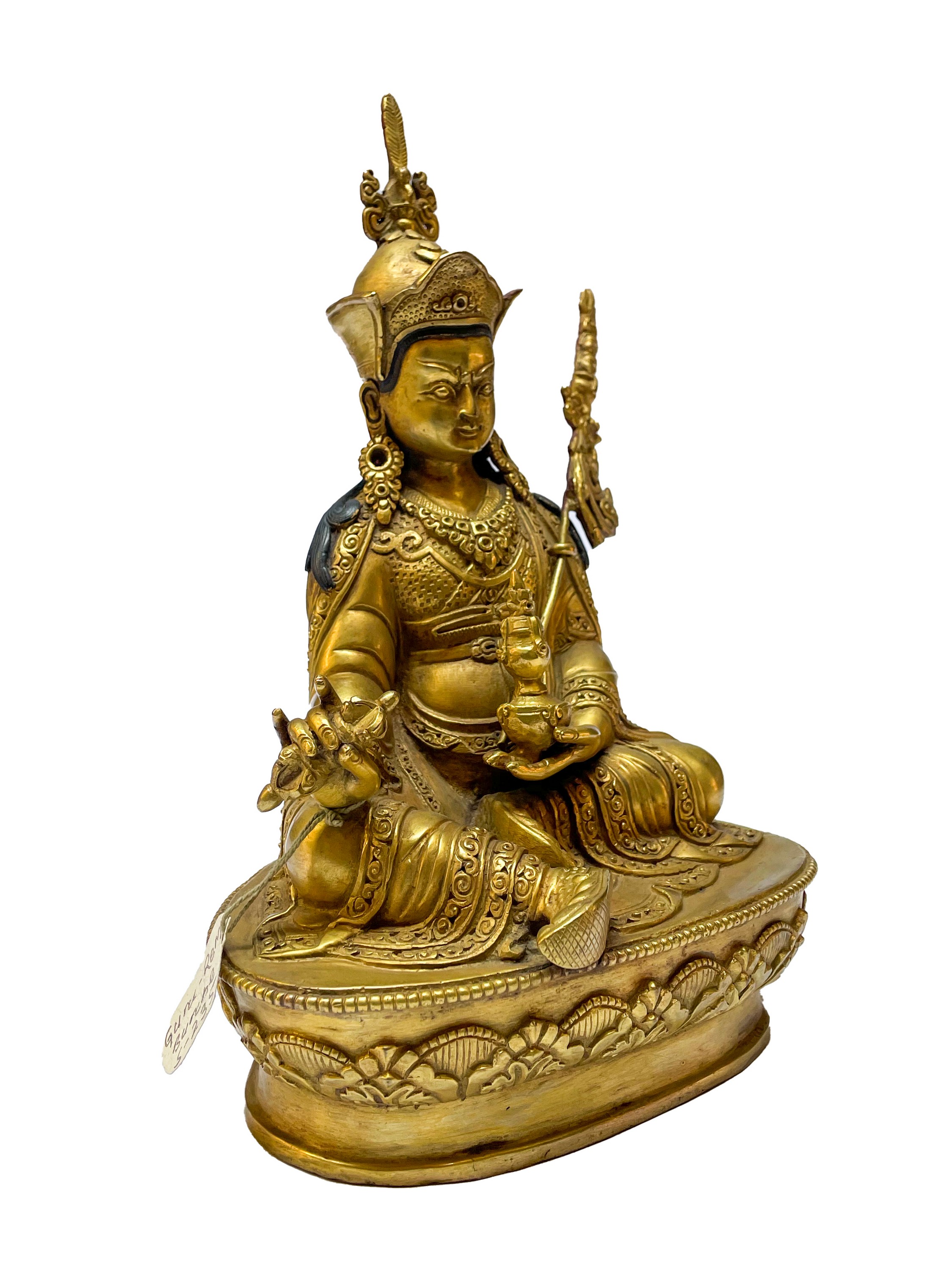 Nepali Statue Of Padmasambhava, copper Gold Plated