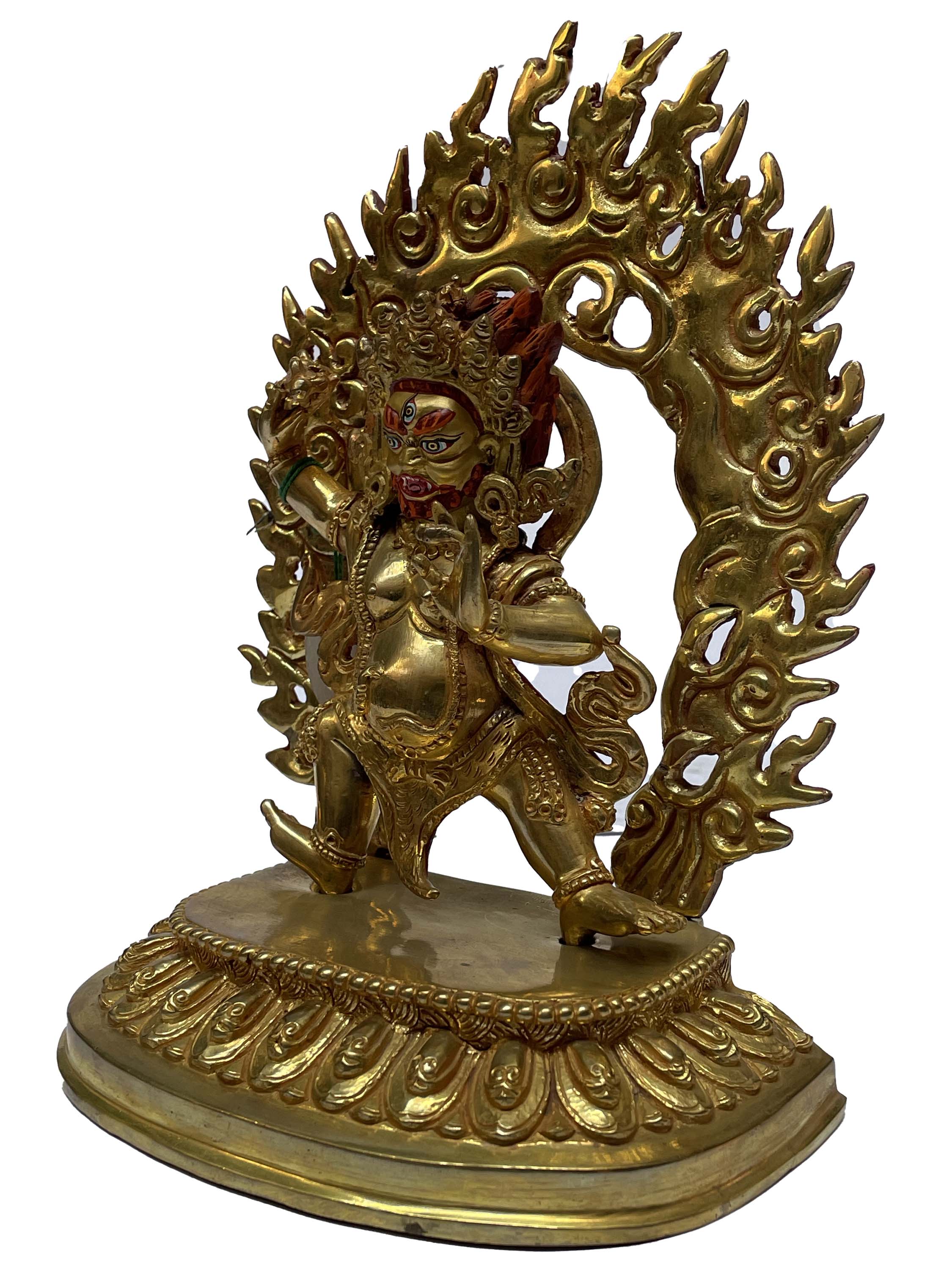 Nepali Statue Of Vajrapani Chana Dorje Full Gold Plated Painted