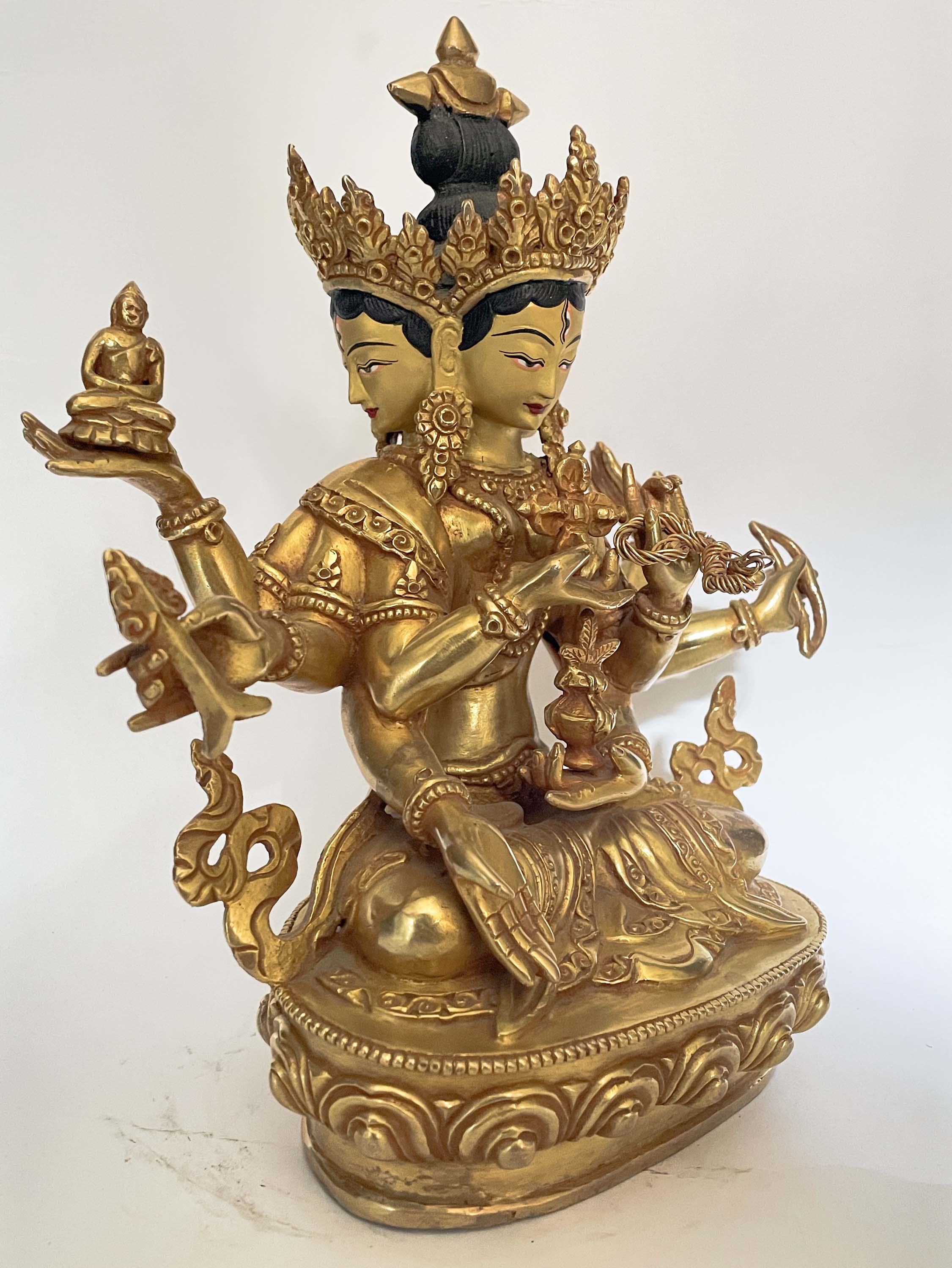 Handmade Nepali Statue Of Ushnisha Vijaya, full Gold Plated