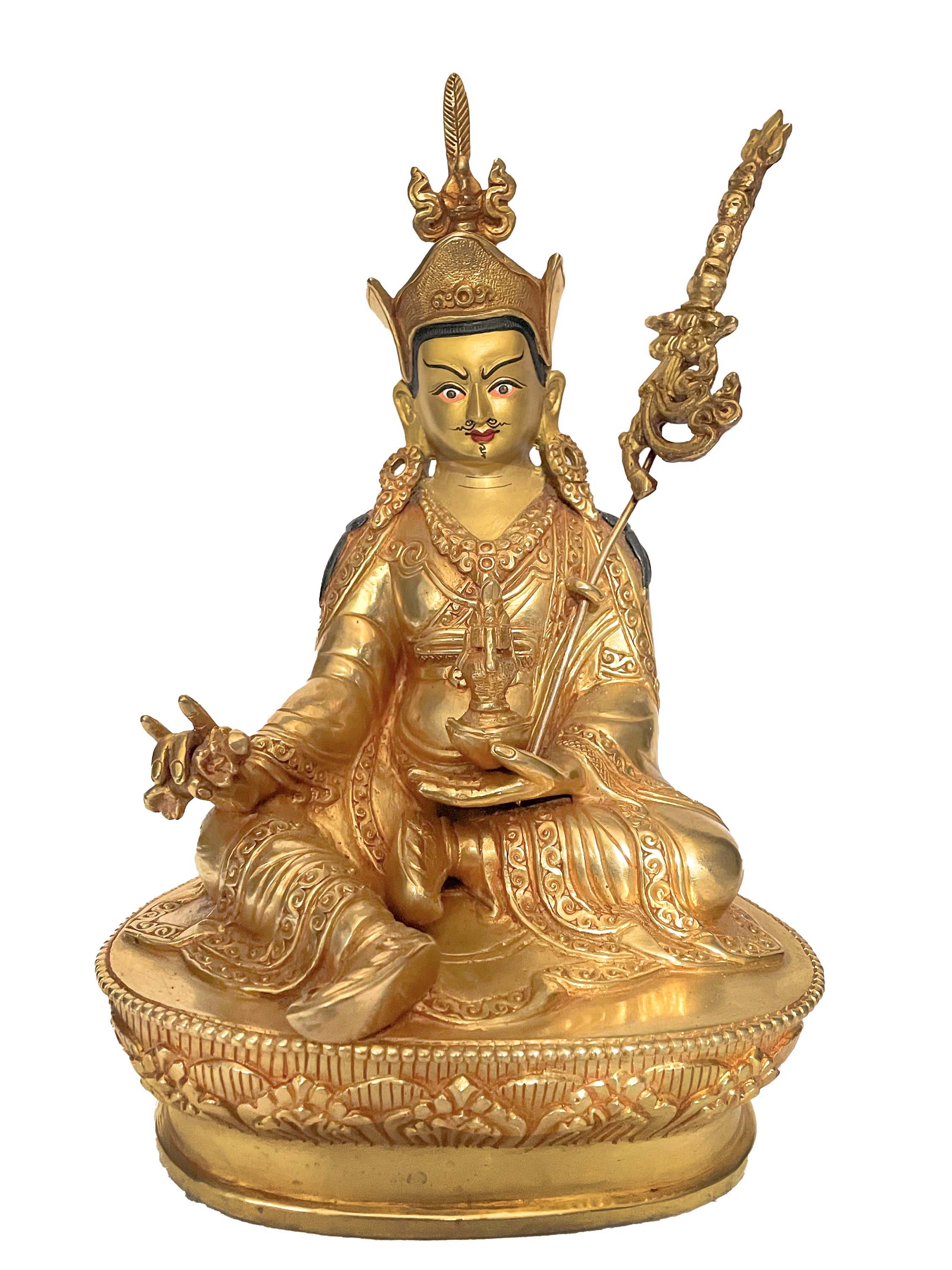 Handmade Nepali Statue Of Guru, full Gold Plated
