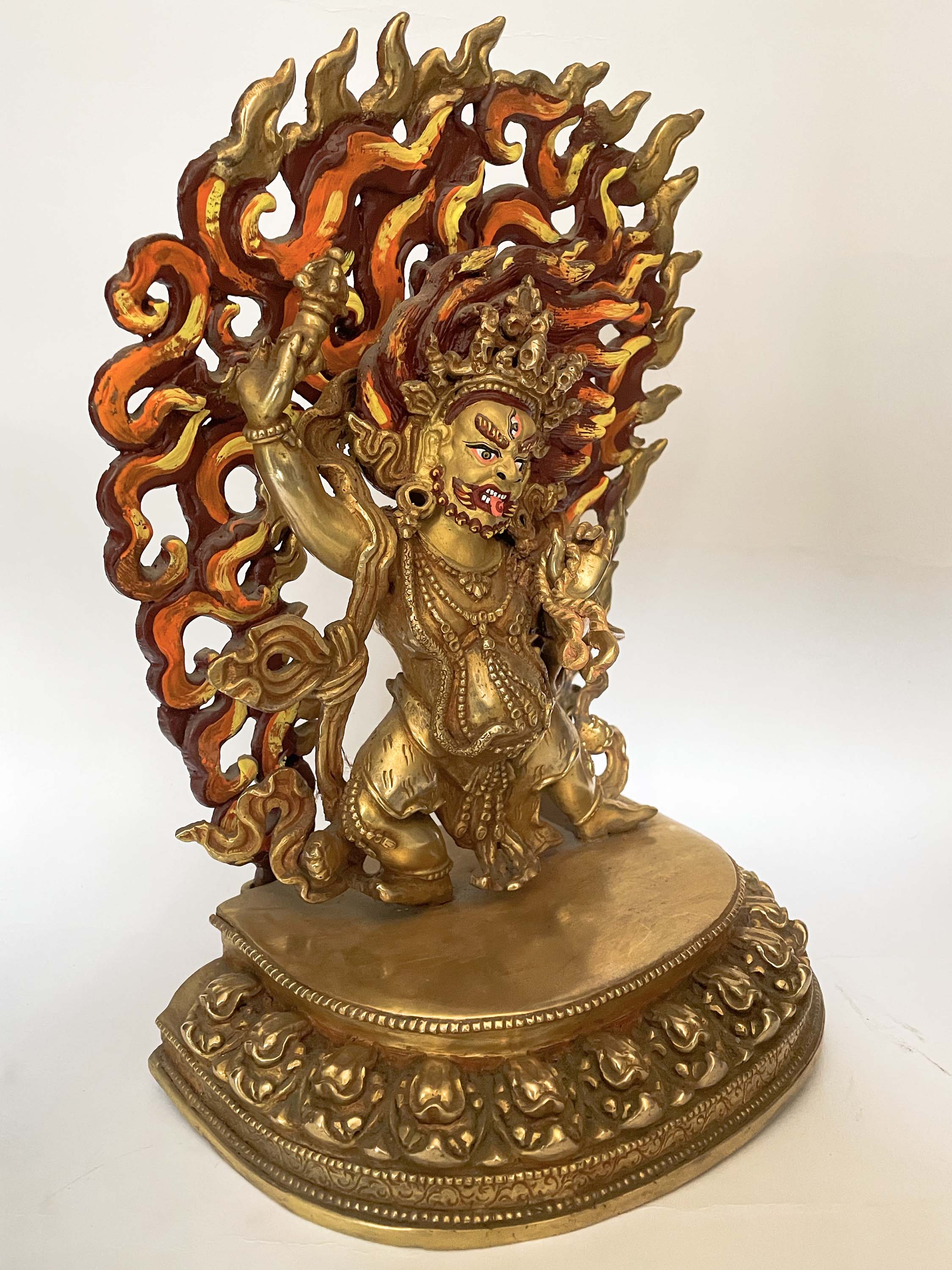 Handmade Nepali Statue Of Vajrapani chana Dorje, full Gold Plated