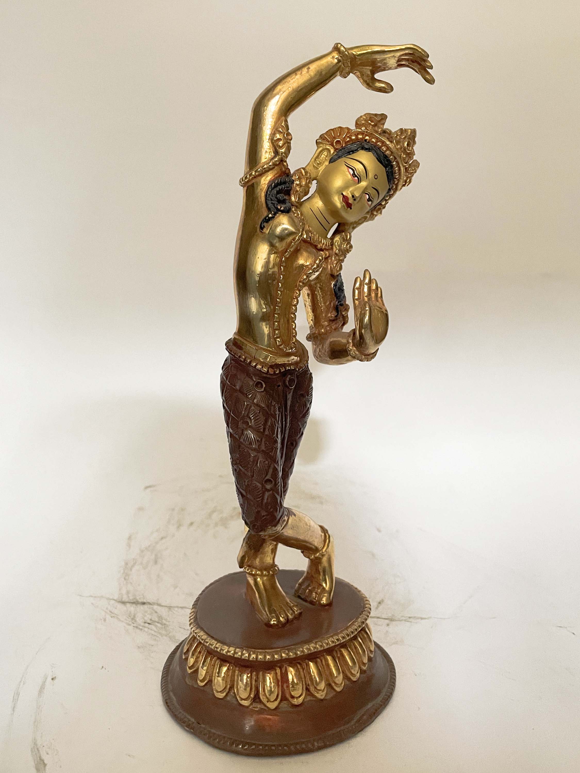 Handmade Nepali Statue Of Maya Devi, partly Gold Plated
