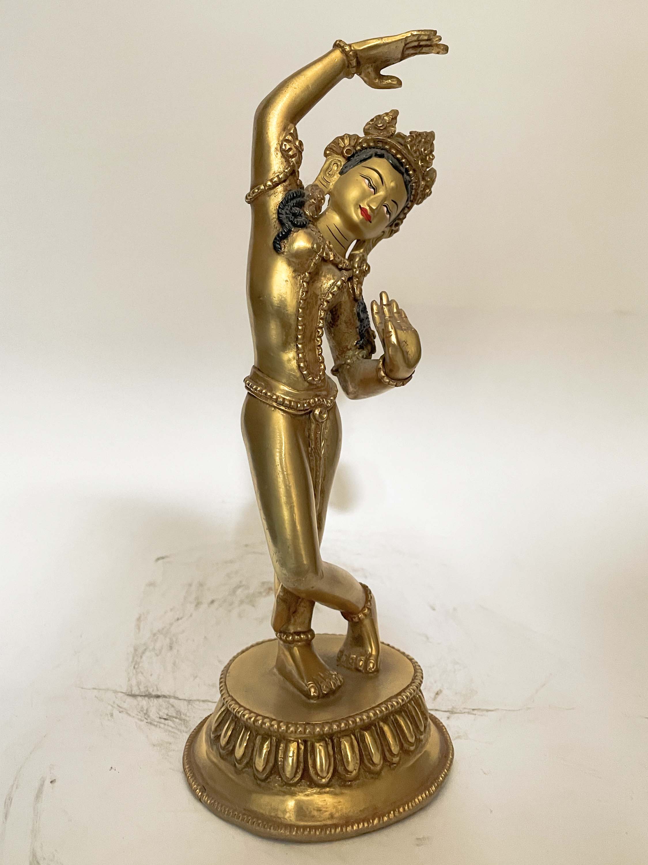 Handmade Nepali Statue Of Maya Devi, full Gold Plated