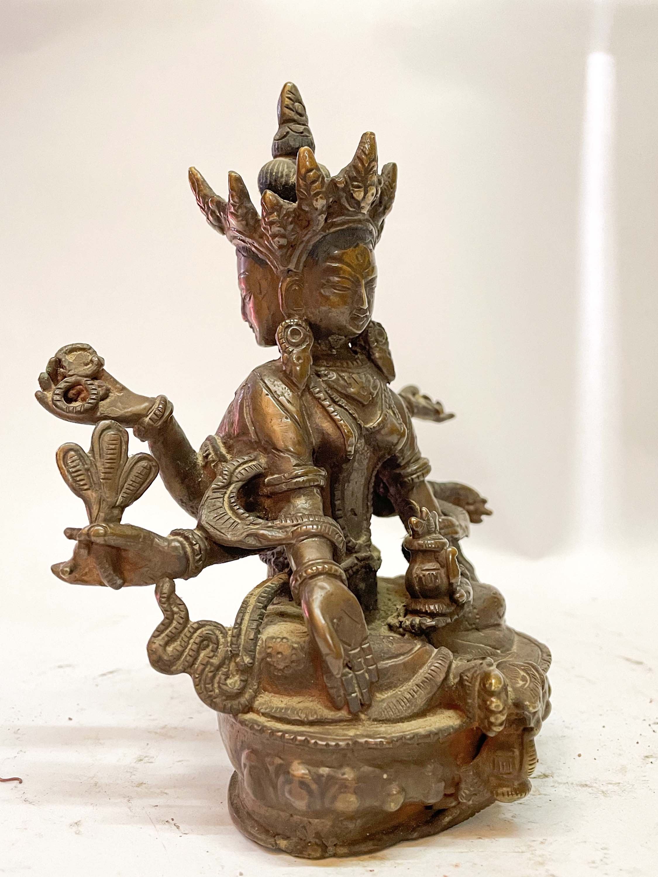 Nepali Handmade Statue Of Vasudhara, chocolate Oxidized