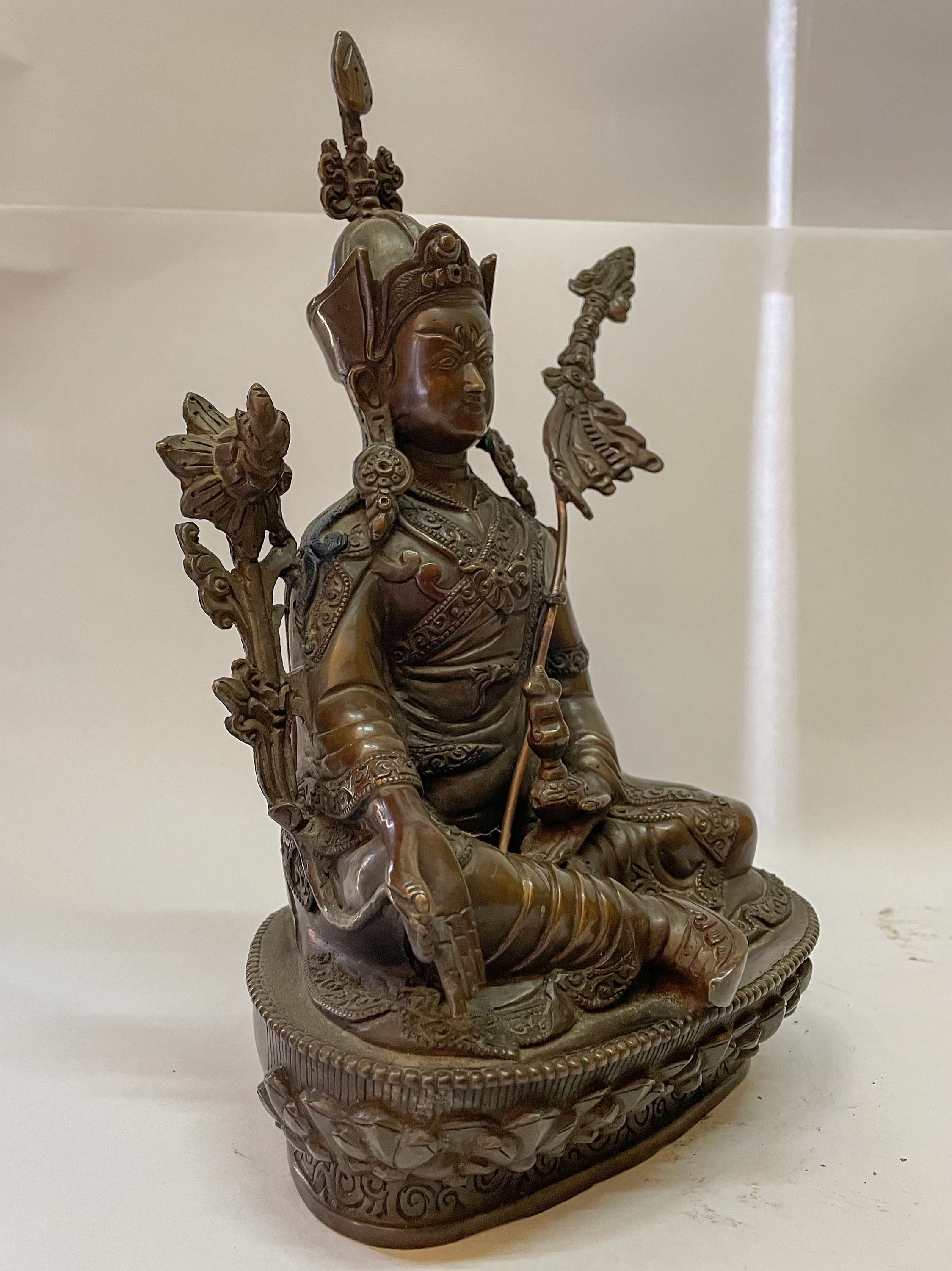 Nepali Handmade Statue Of Padmasambhava, chocolate Oxidized