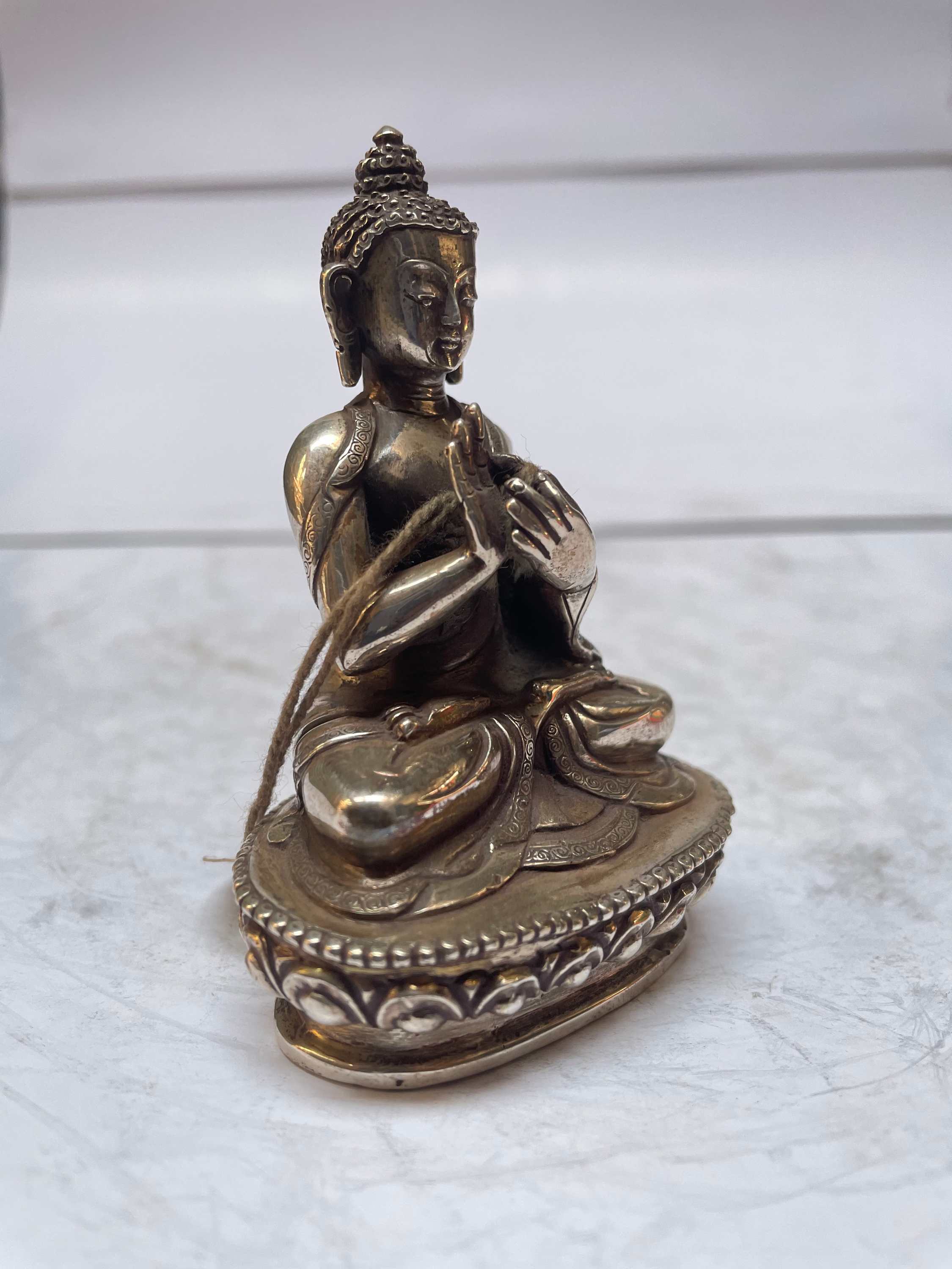 master Quality, Sterling Silver, 212 Gram Statue Of Vairochana Buddha, old Stock