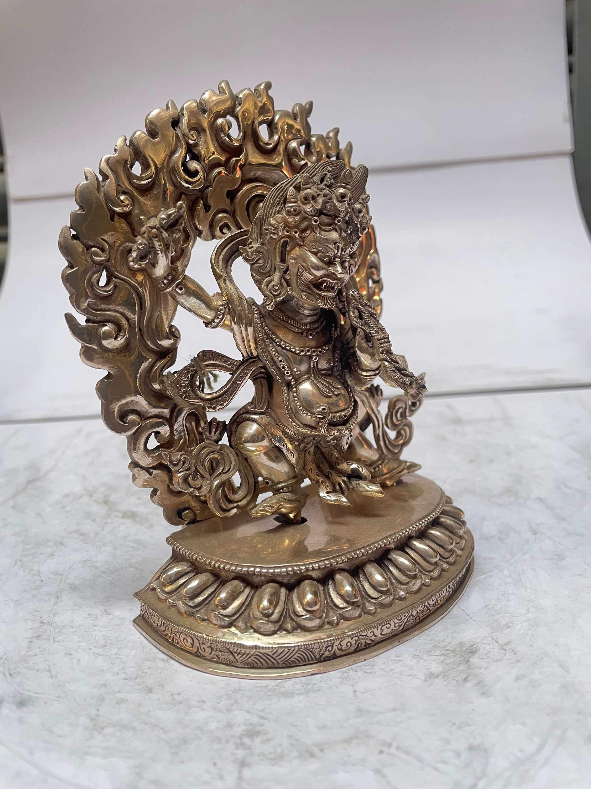 master Quality, Sterling Silver, 774 Gram Statue Of Vajrapani chana Dorje, old Stock