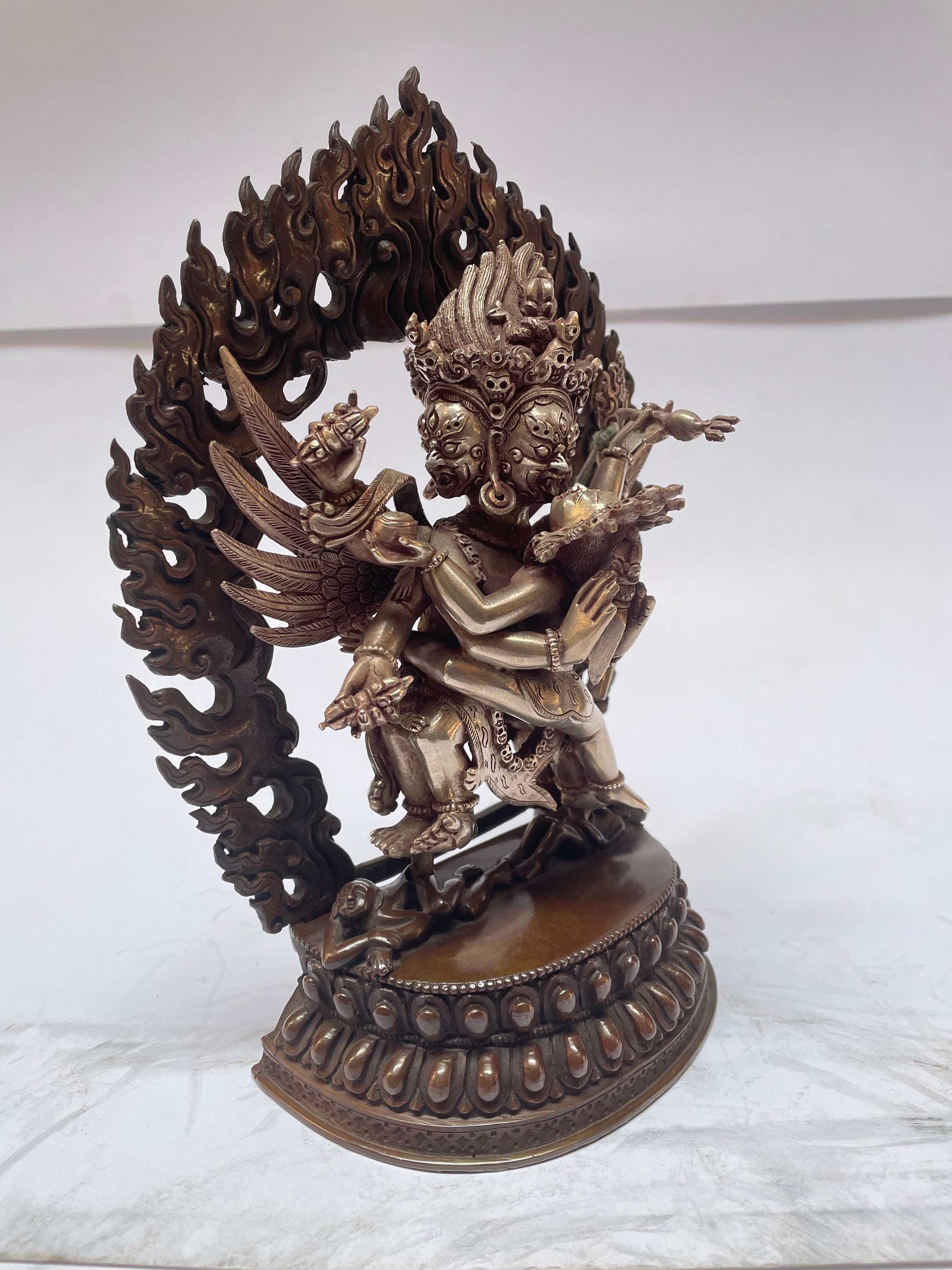 master Quality, Sterling Silver, 1258 Gram And Copper Statue Of Vajrakilaya - Dorje Phurba - Heruka, old Stock