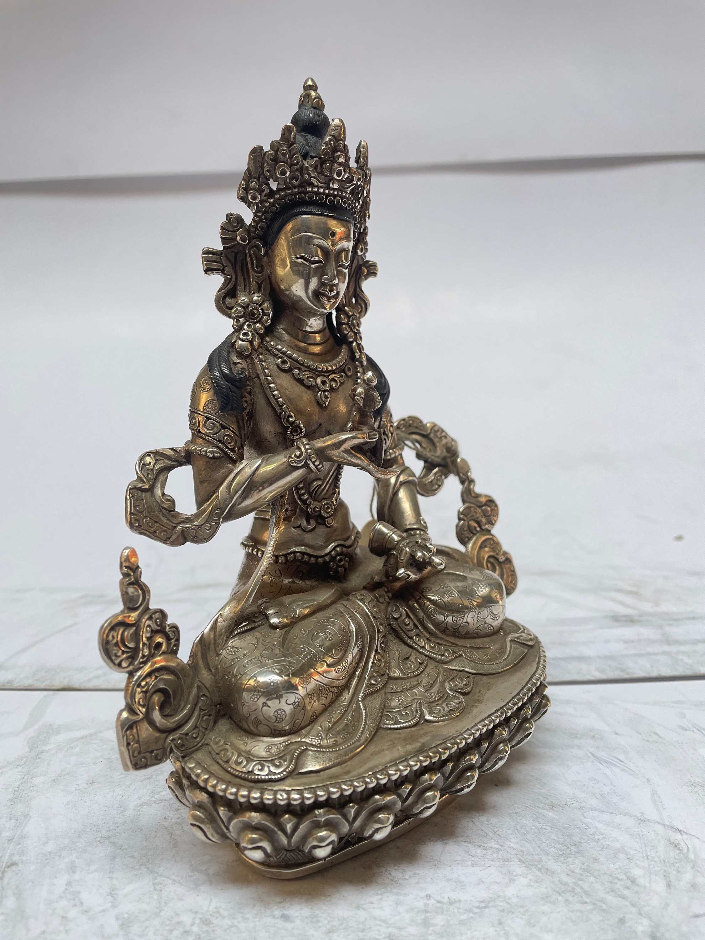 master Quality, Sterling Silver, 725 Gram Statue Of Vajrasattva, old Stock