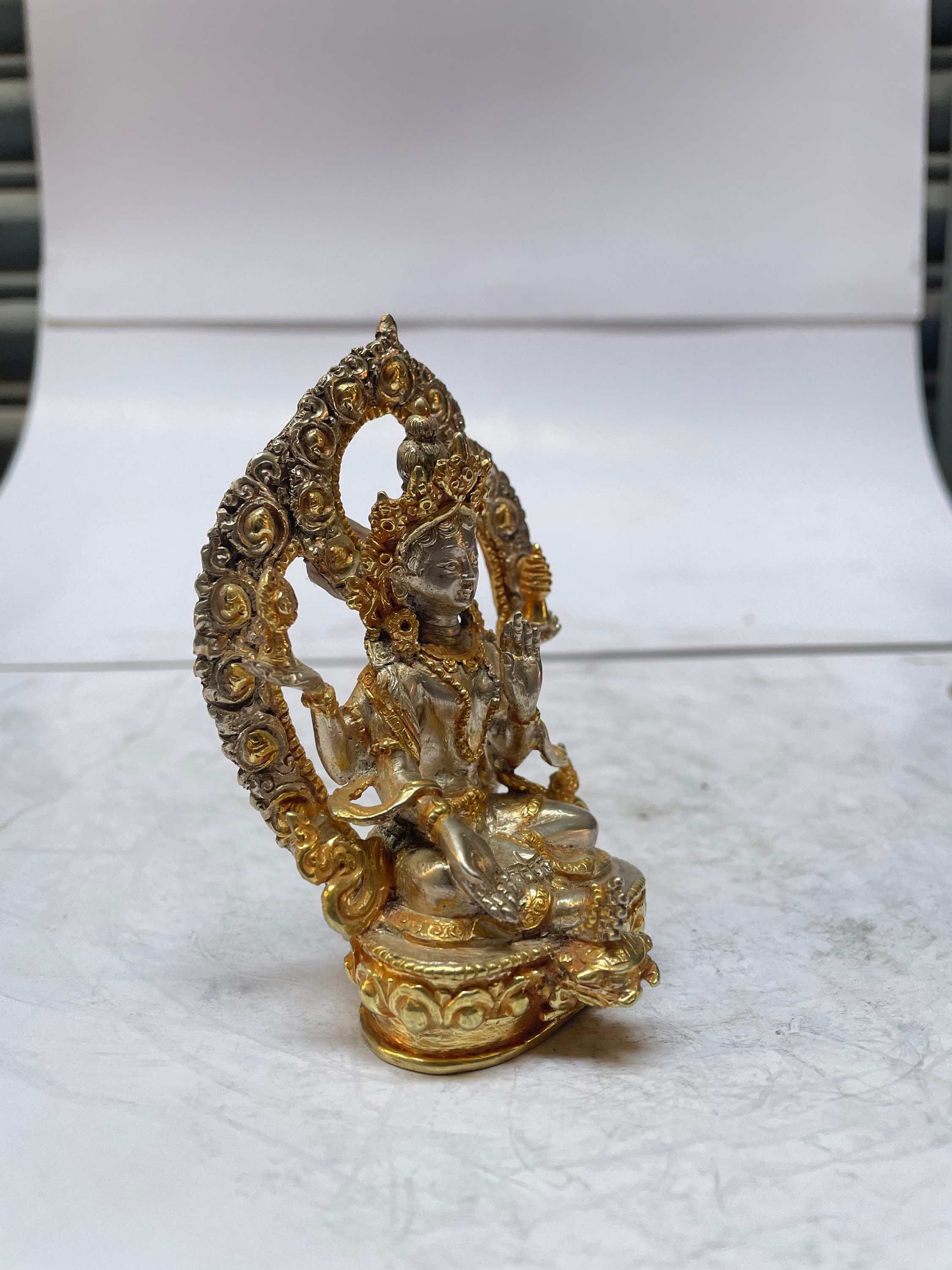 master Quality, Sterling Silver, 202 Gram Statue Of Lakshmi, old Stock