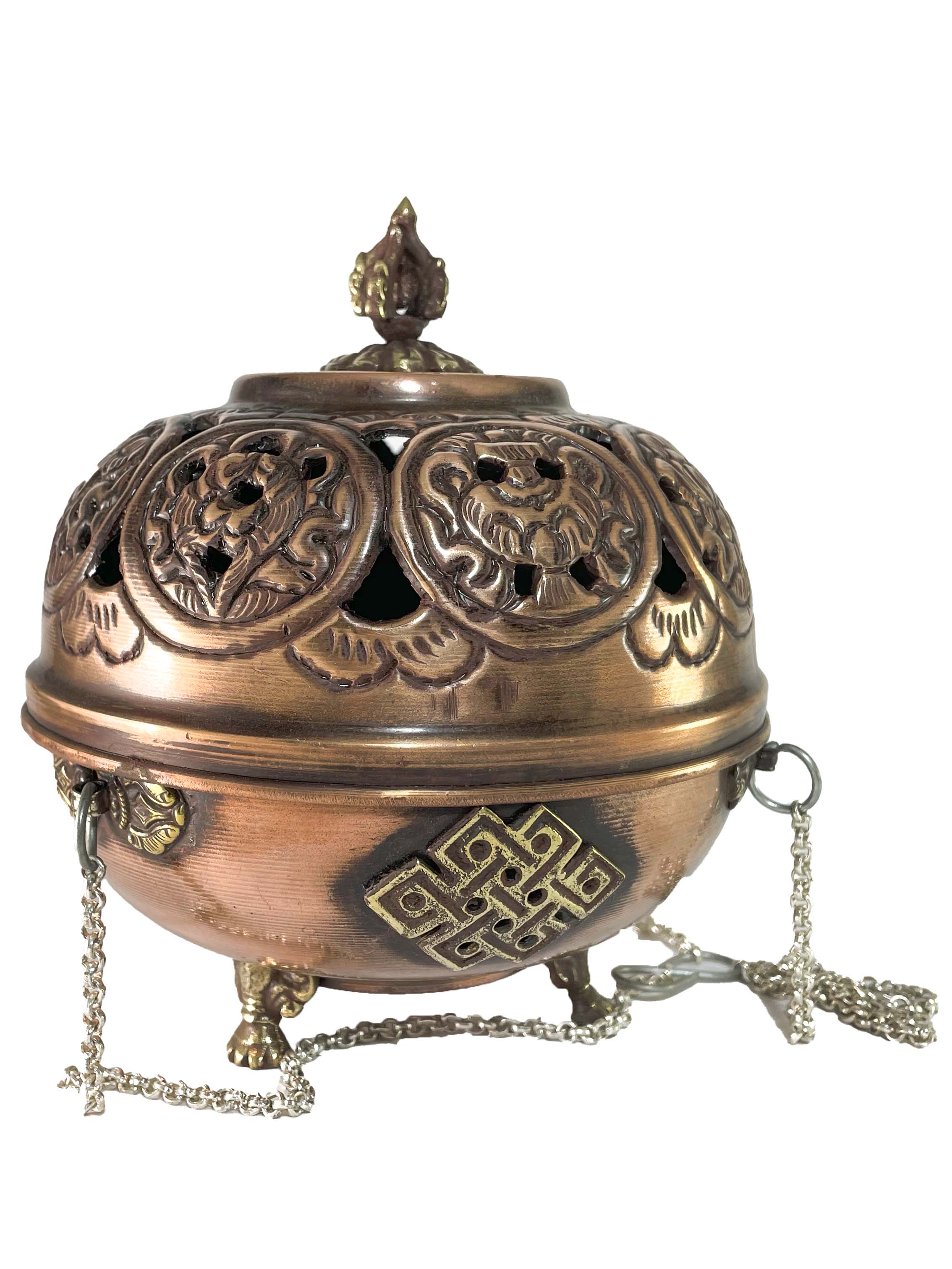 Hand Beaten Metal Incense Burner, hanging & Swinging