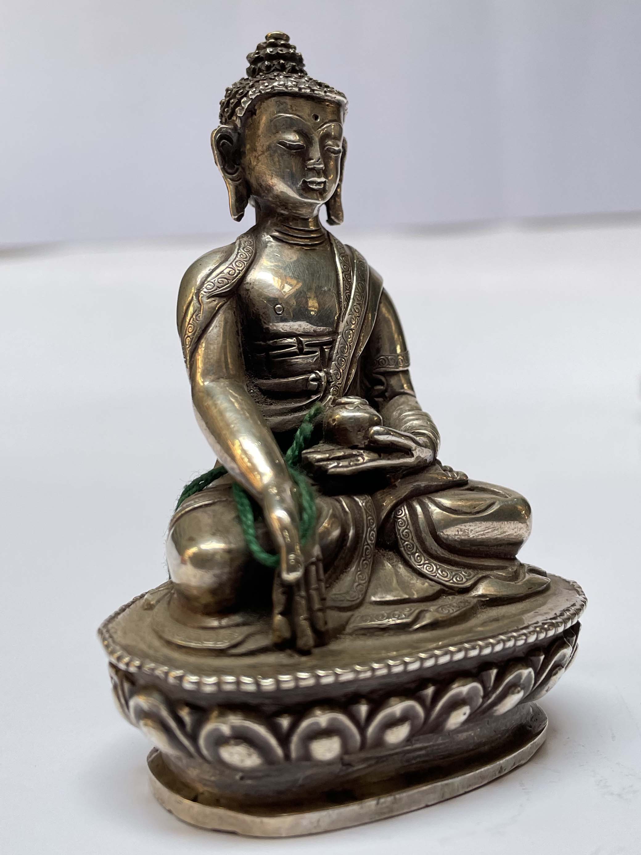 master Quality, Sterling Silver, 194 Gram Statue Of Ratnasambhava Buddha, old Stock