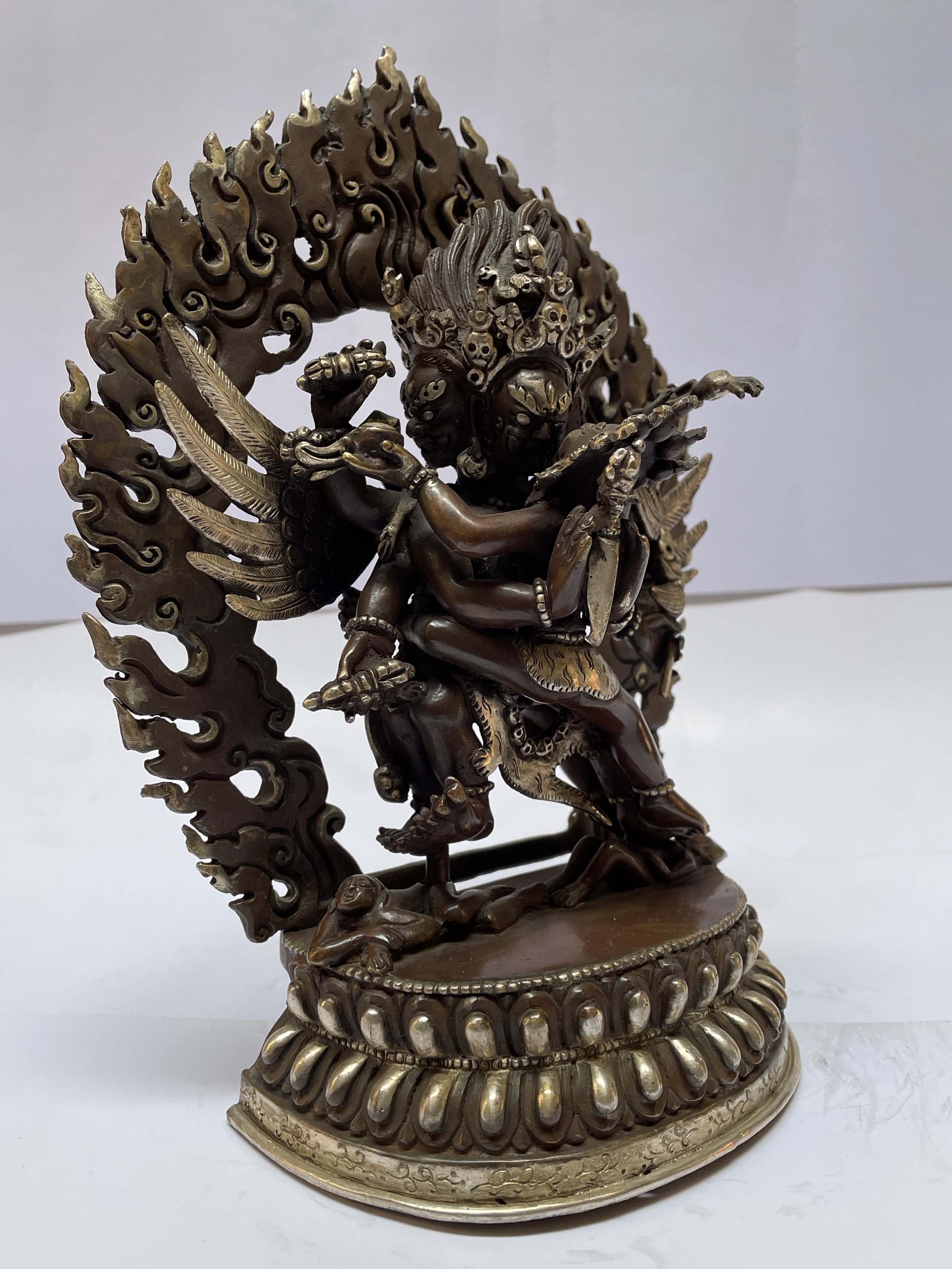 Nepali Handmade Statue Of Vajrakilaya - Dorje Phurba - Heruka, chocolate Oxidized