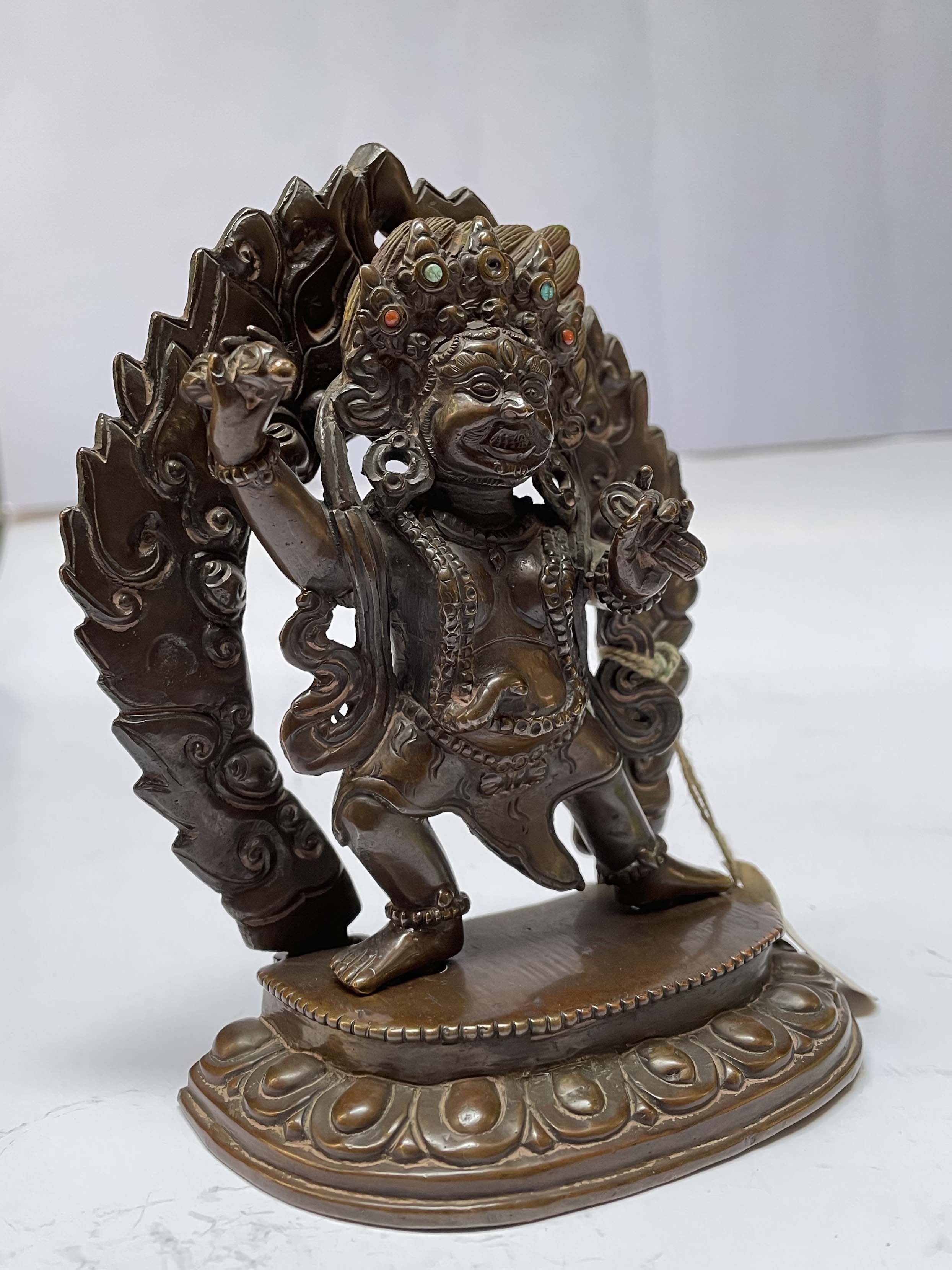 Nepali Handmade Statue Of Vajrapani chana Dorje, chocolate Oxidized