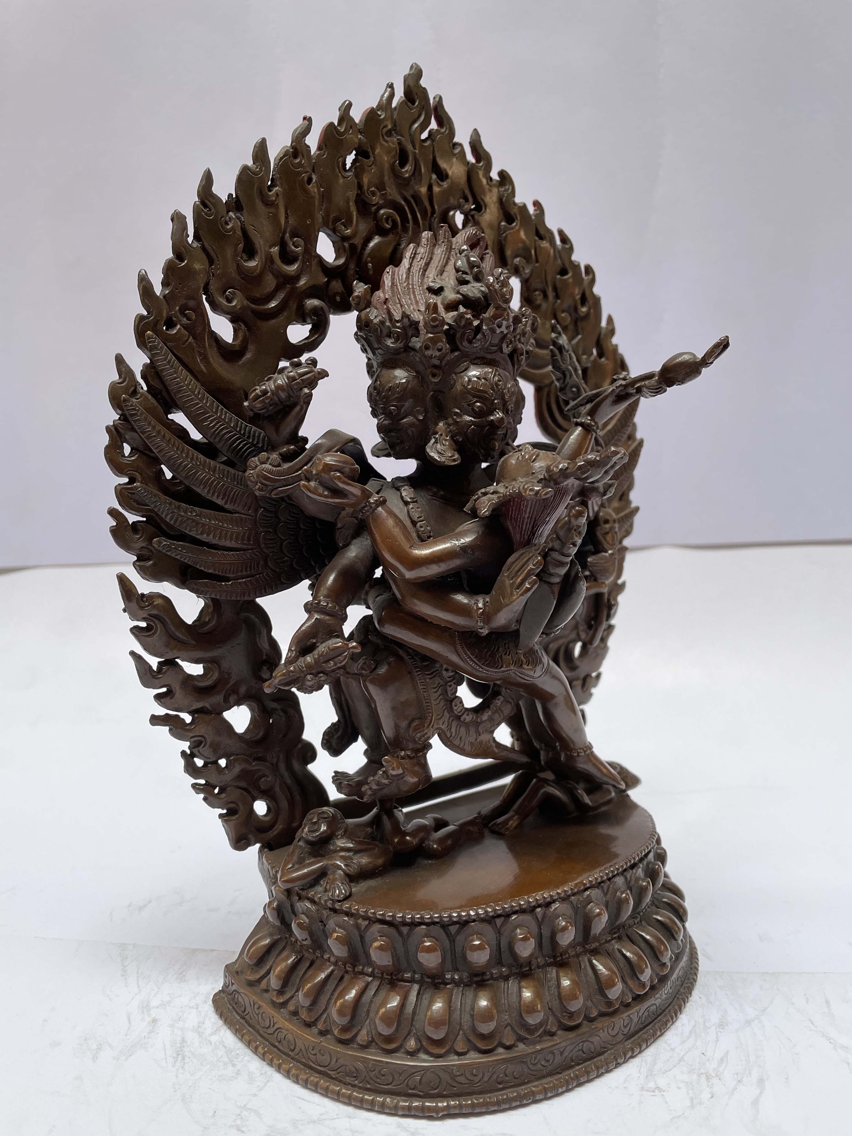 Nepali Handmade Statue Of Vajrakilaya - Dorje Phurba - Heruka, chocolate Oxidized