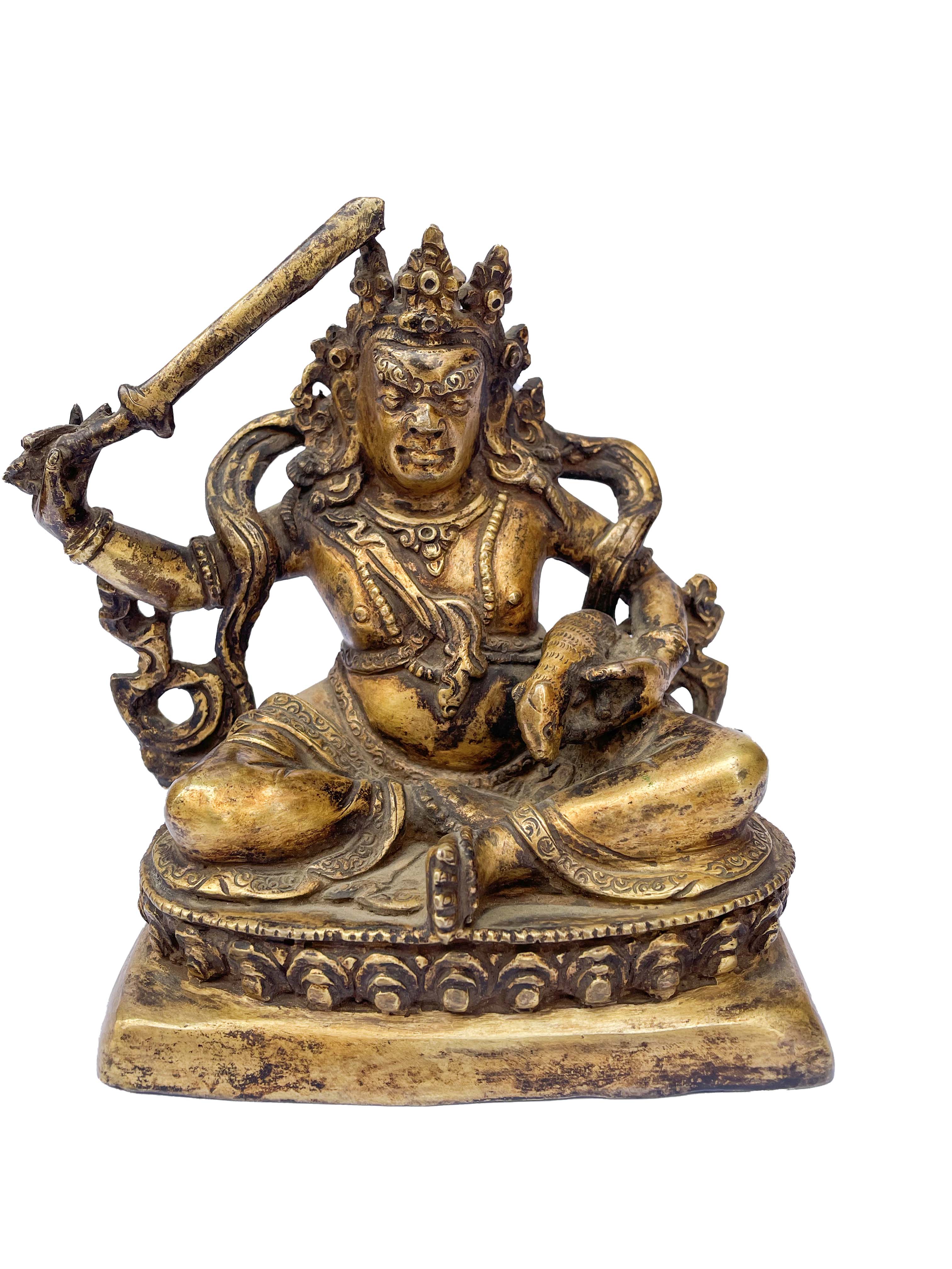 Buddhist Statue Of Chatur Maharaj, Full Fire Gold Plated, antique Finishing, Vessarana, Virhaka, Dhatarattha, Virupakkha