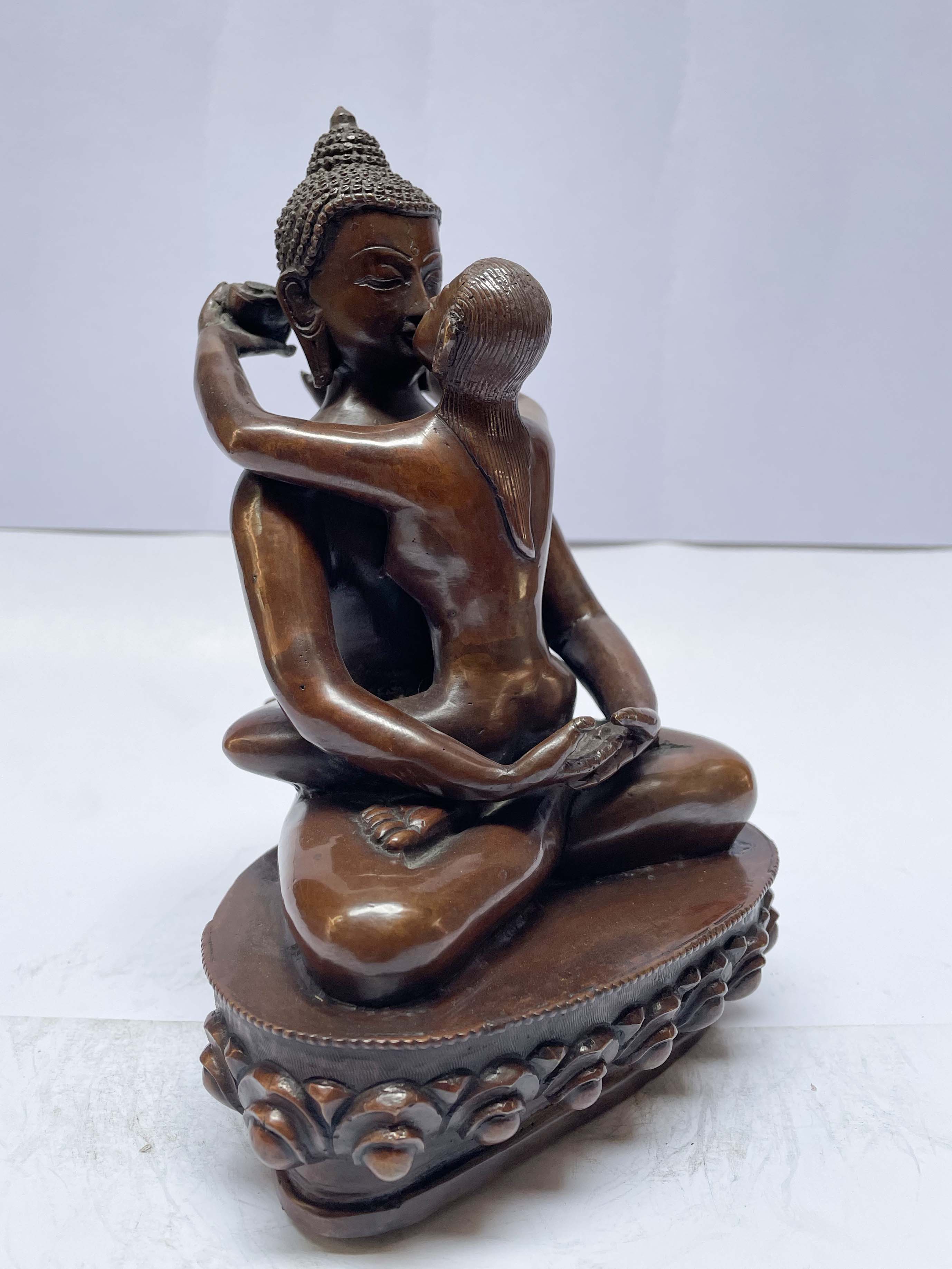 Buddhist Statue Of Samantabhadra, chocolate Oxidized