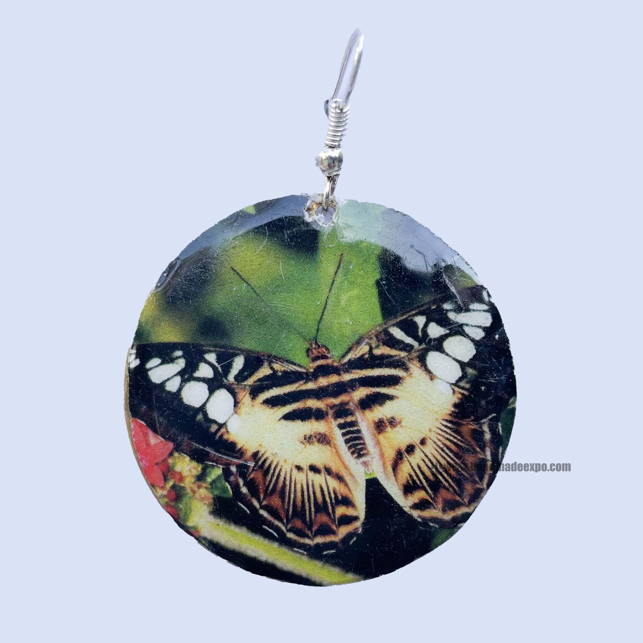 Metal Earrings butterfly Printed