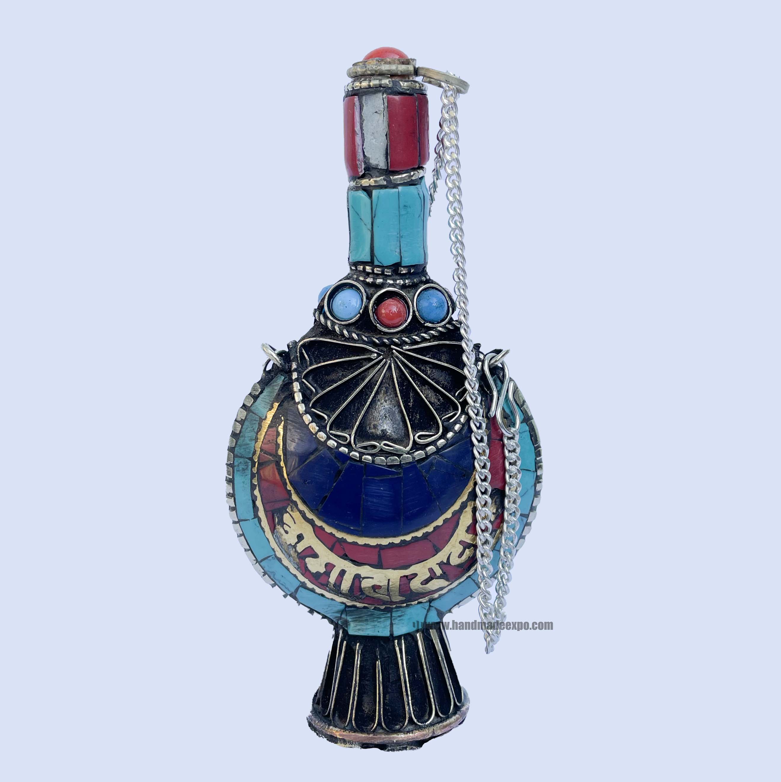 Unique Collectible Snuff Bottle, Nars Dani, With metal Setting