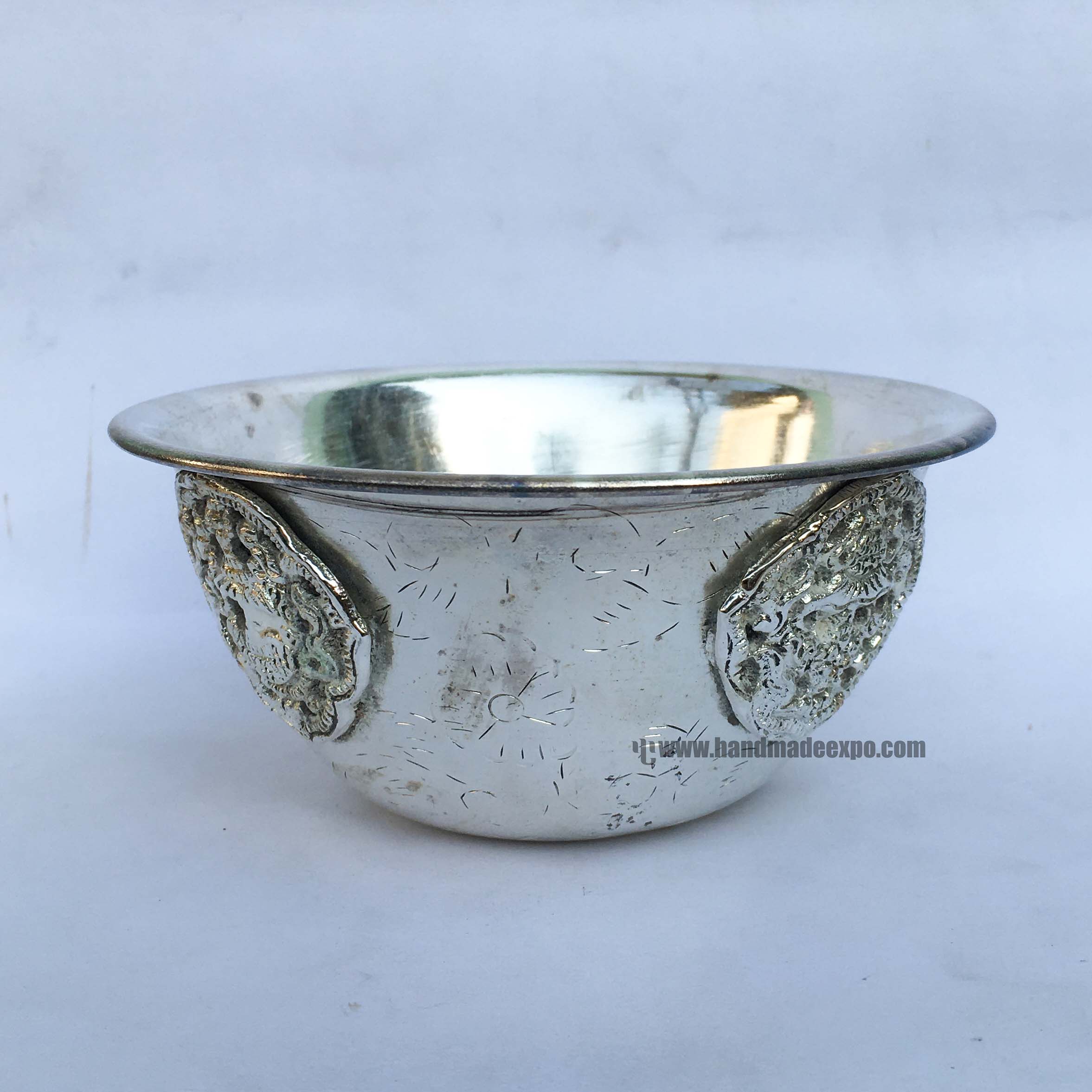 Metal Offering Bowls, silver Wash, Small