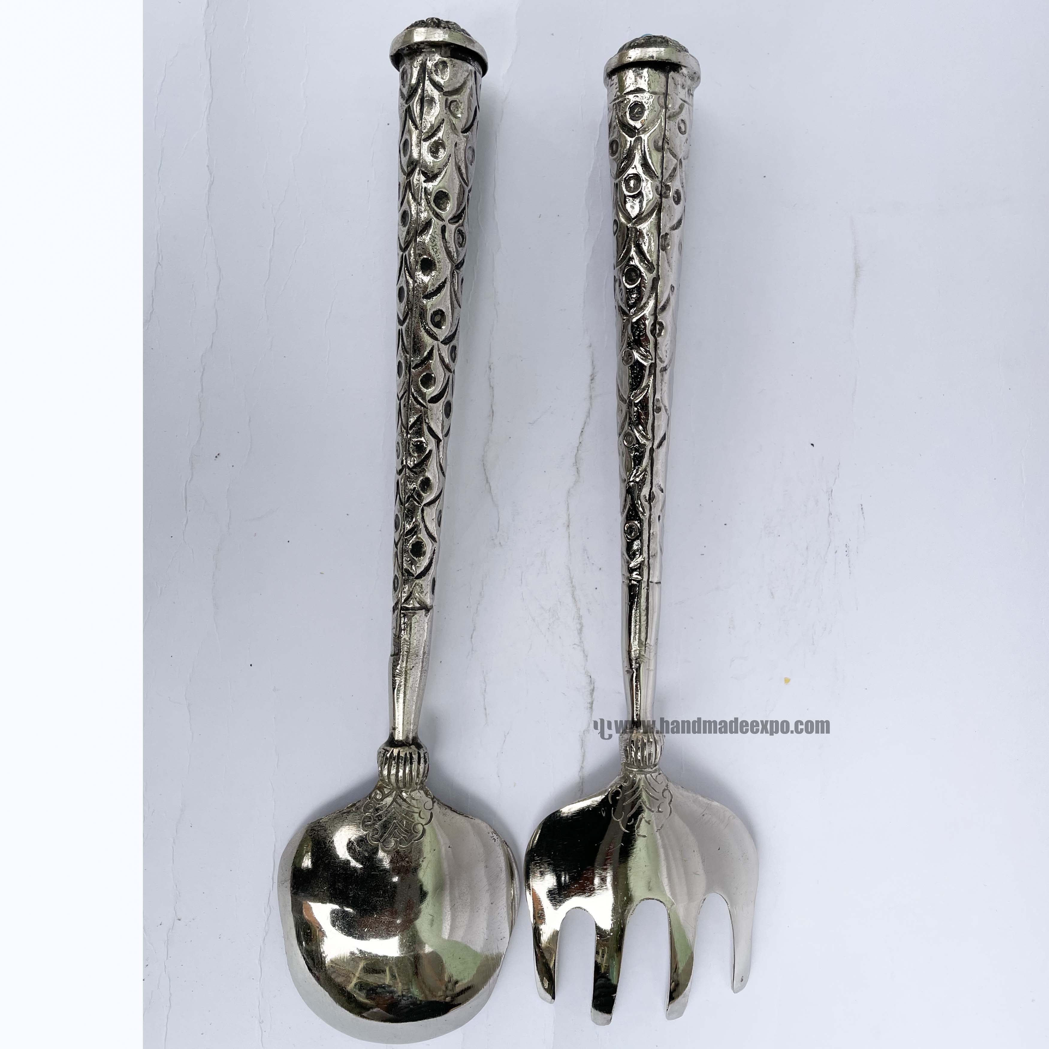 Metal Set Of Spoon And Fork, silver