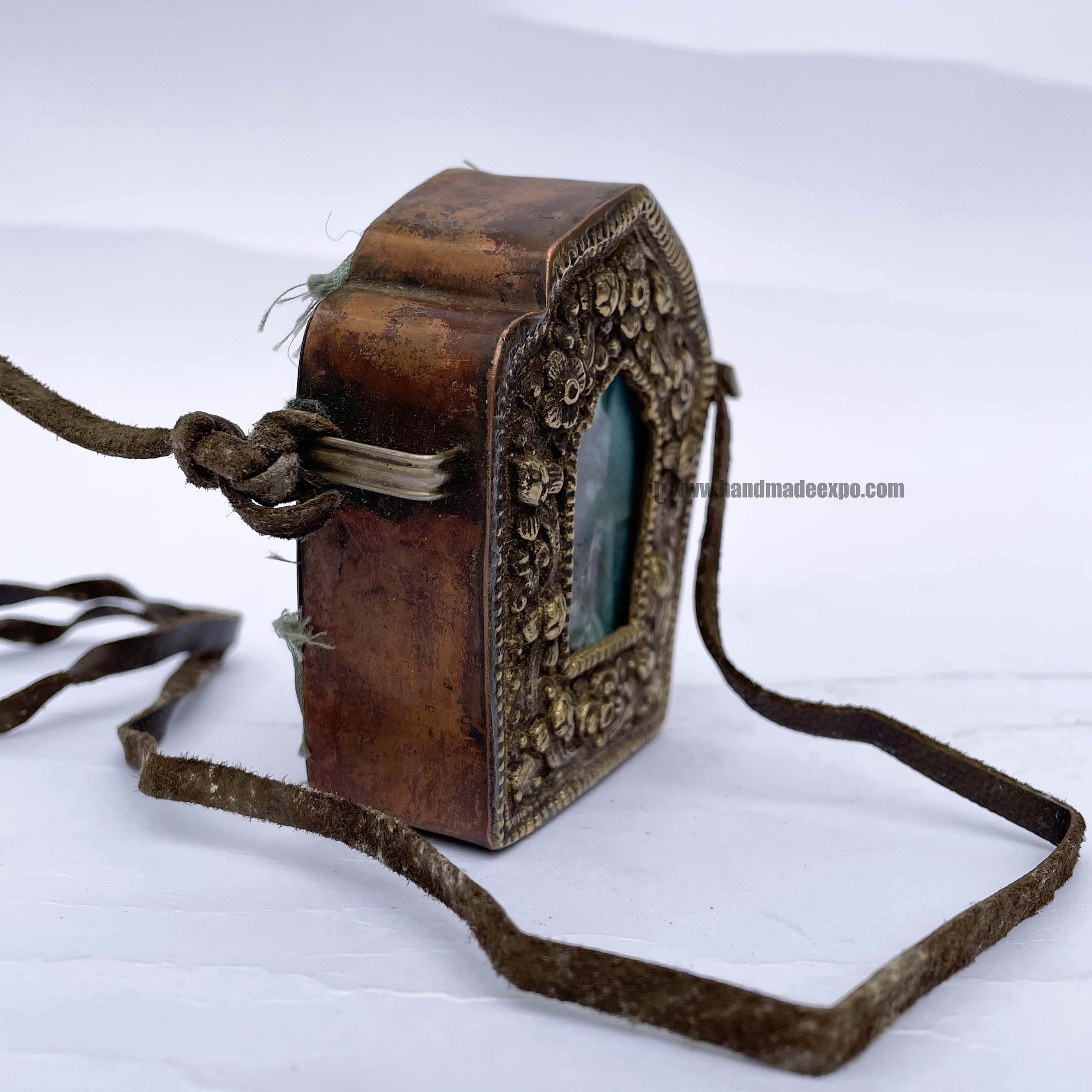 Nepali Handmade Ghau Box, chocolate Oxidized