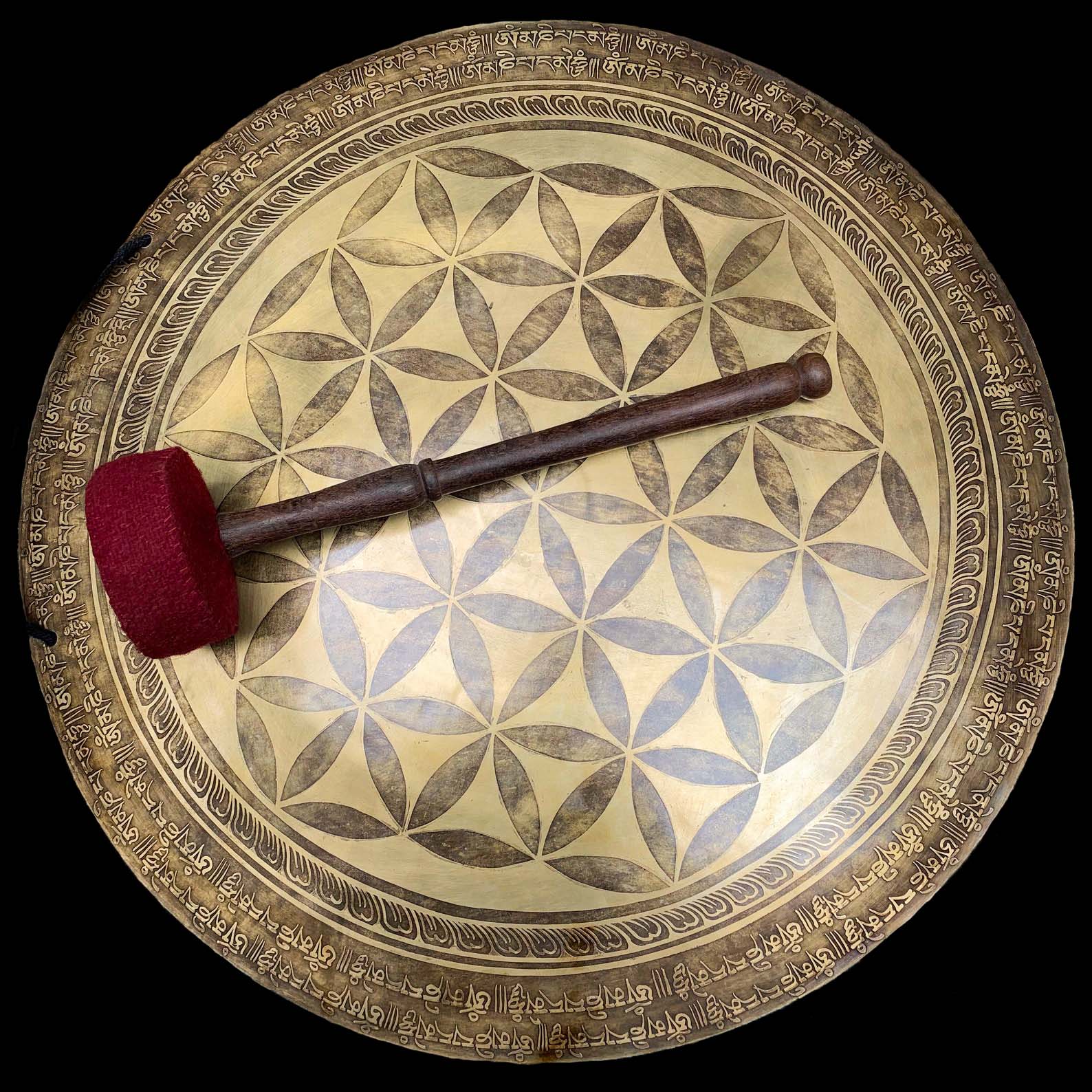 Tibetan handmade Gongs, flower Design, Wind Gong, Flat Gong