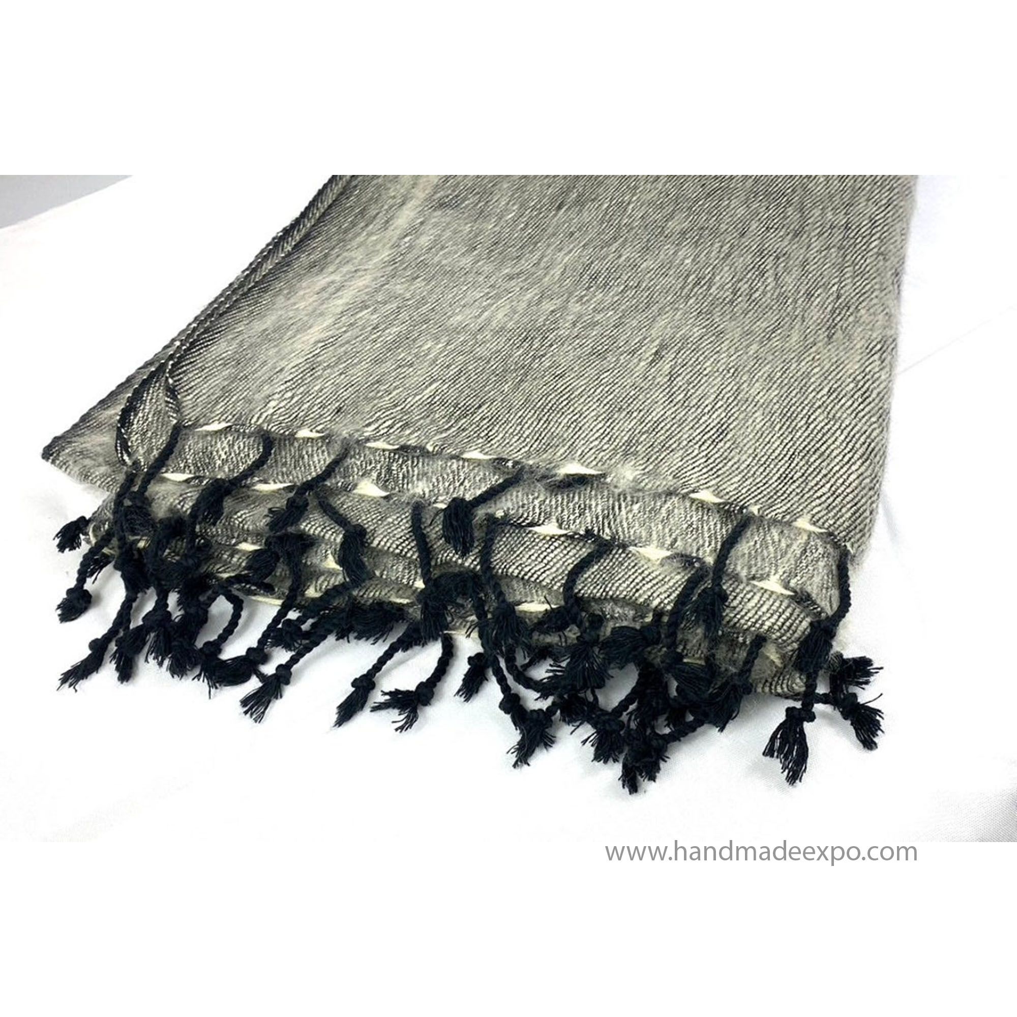 Yak Wool Blanket, Nepali Acrylic Hand Loom Blanket, gray