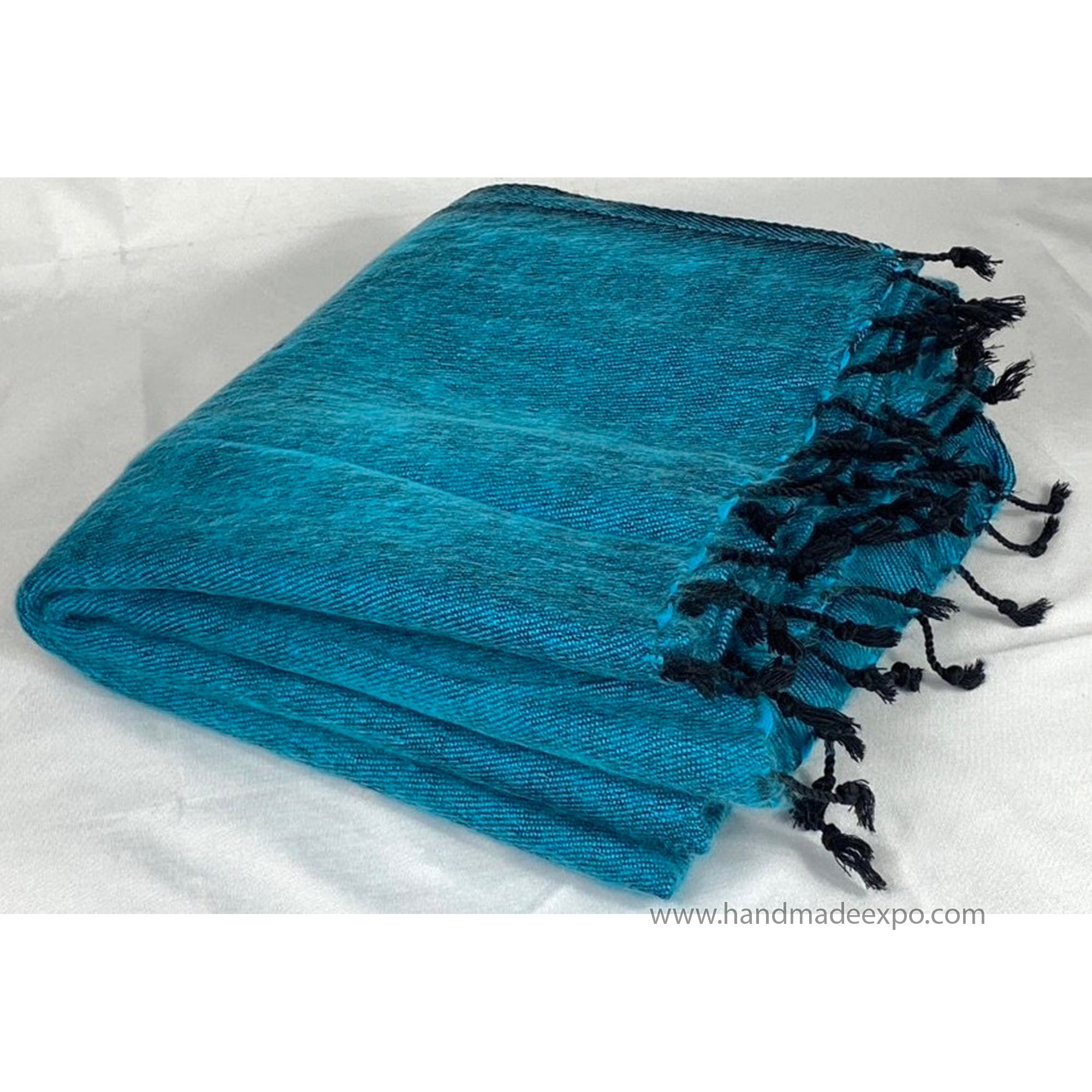Yak Wool Blanket, Nepali Acrylic Hand Loom Blanket, blue 6