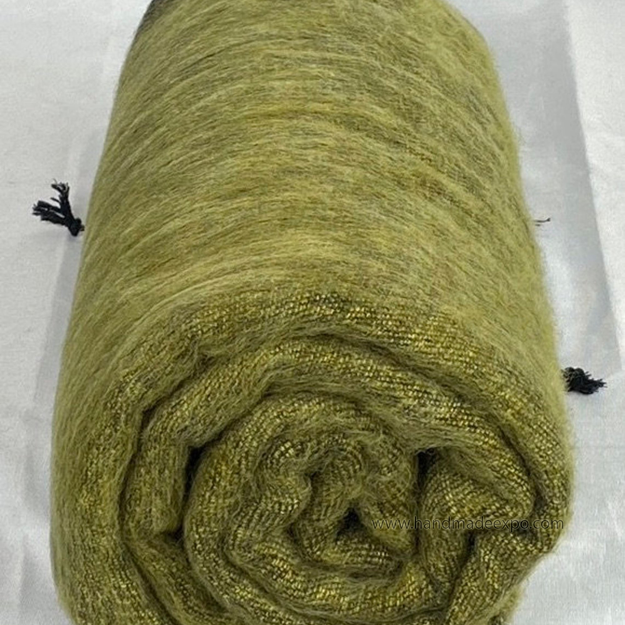 Yak Wool Blanket, Nepali Acrylic Hand Loom Blanket, green 5