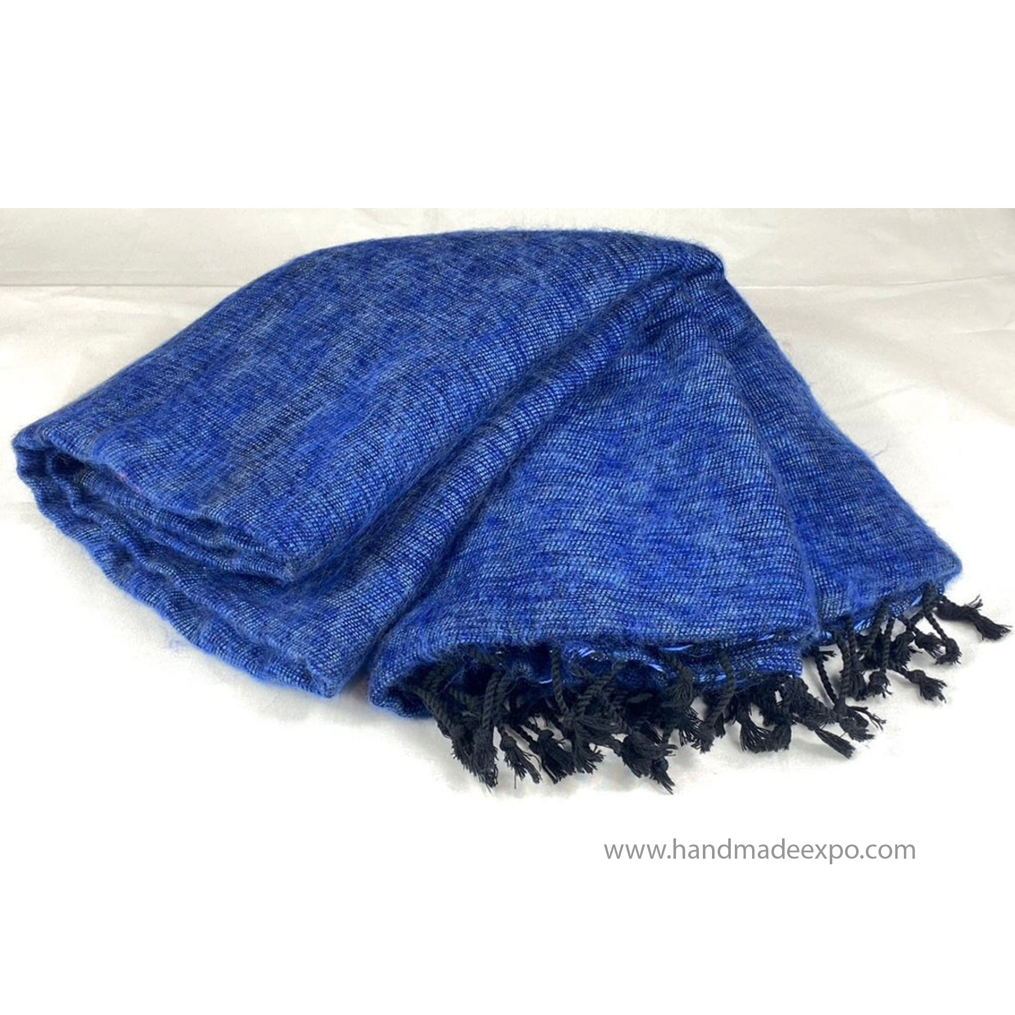 Yak Wool Blanket, Nepali Acrylic Hand Loom Blanket, blue 4