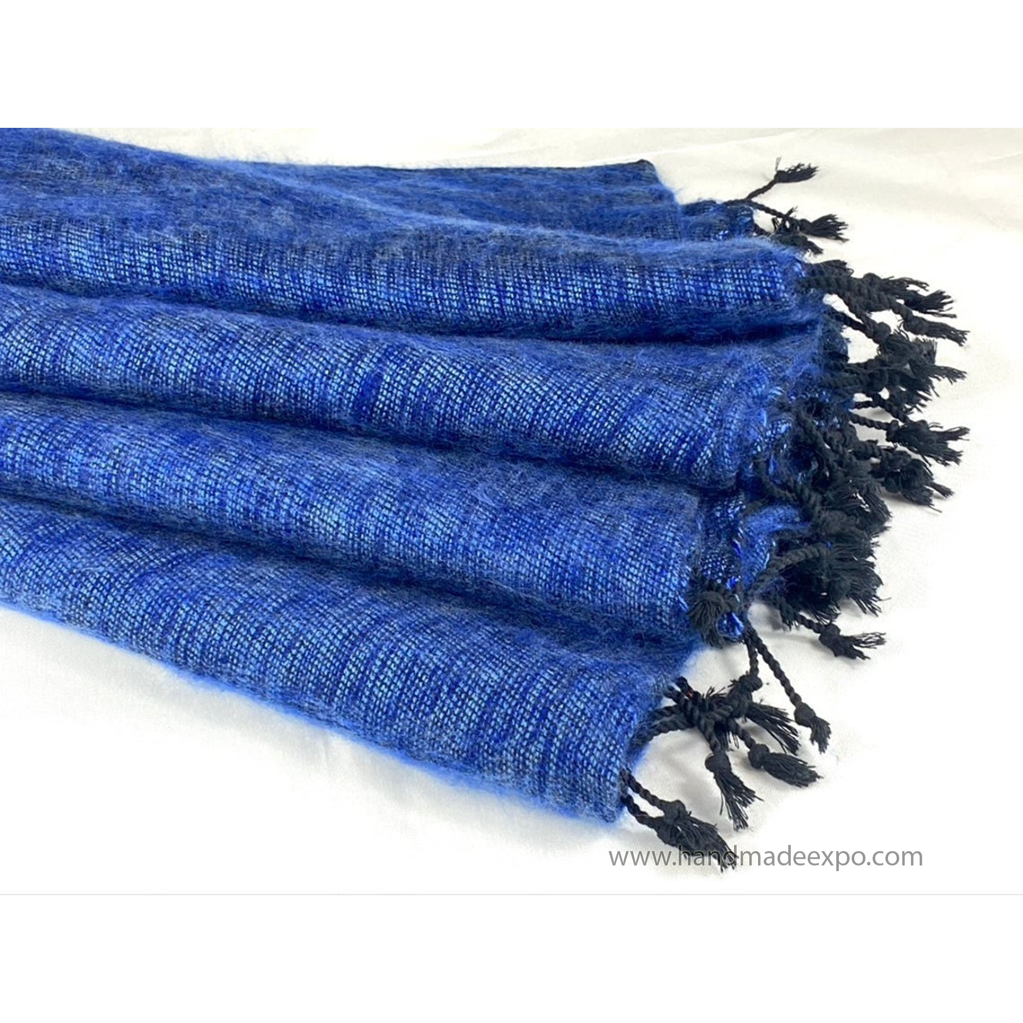Yak Wool Blanket, Nepali Acrylic Hand Loom Blanket, blue 4