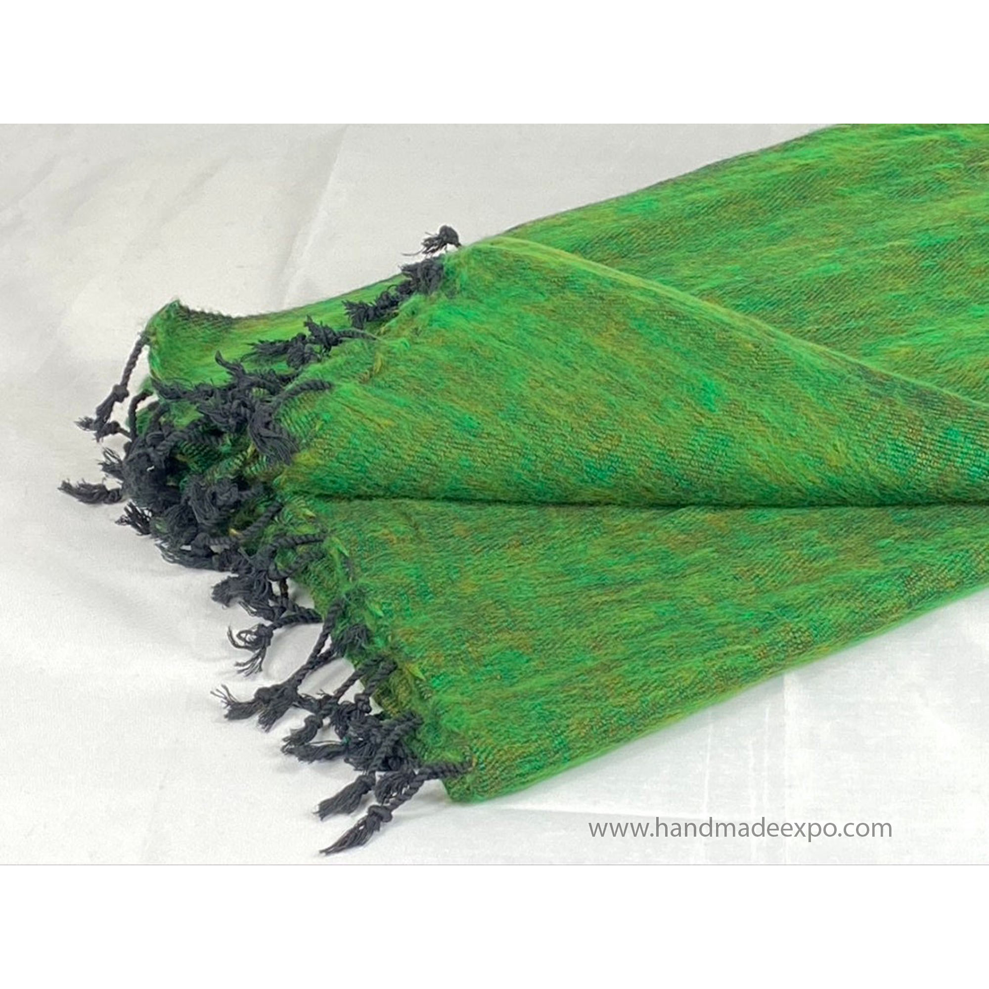 Yak Wool Blanket, Nepali Acrylic Hand Loom Blanket, green 4