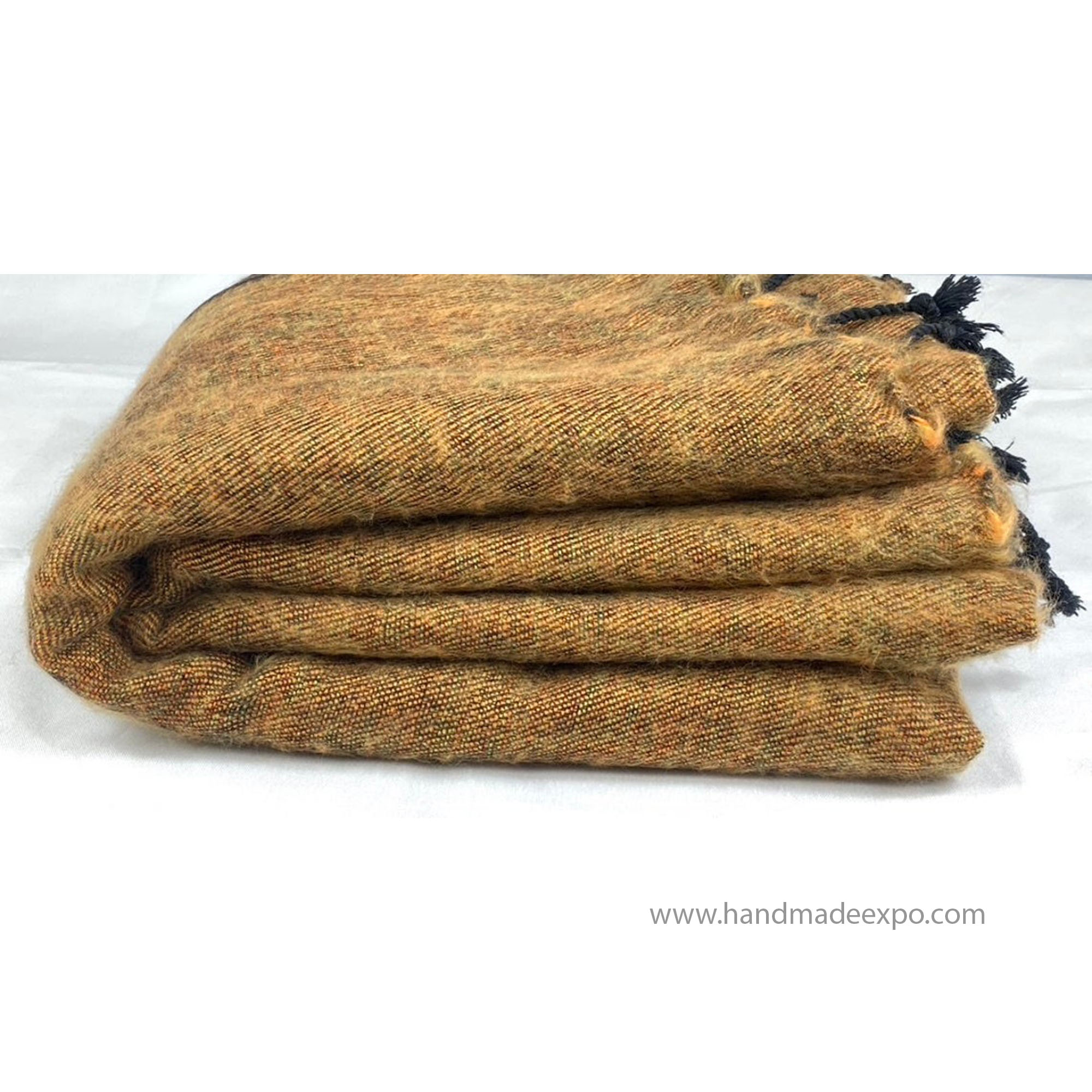Yak Wool Blanket, Nepali Acrylic Hand Loom Blanket, brown