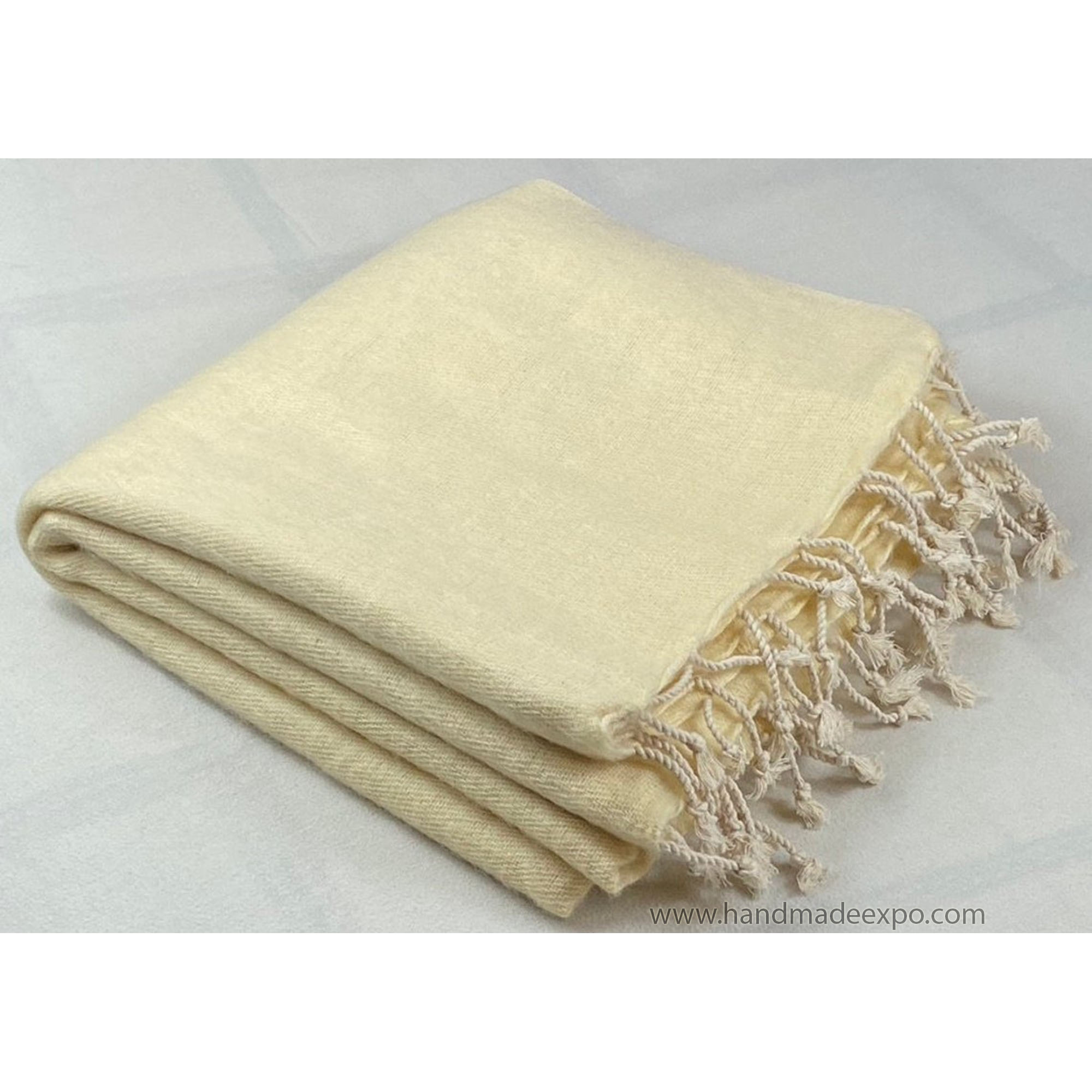 Yak Wool Blanket, Nepali Acrylic Hand Loom Blanket, off White
