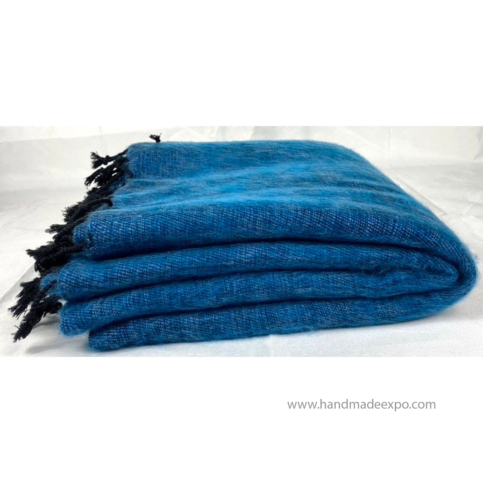 Yak Wool Blanket, Nepali Acrylic Hand Loom Blanket, blue 2