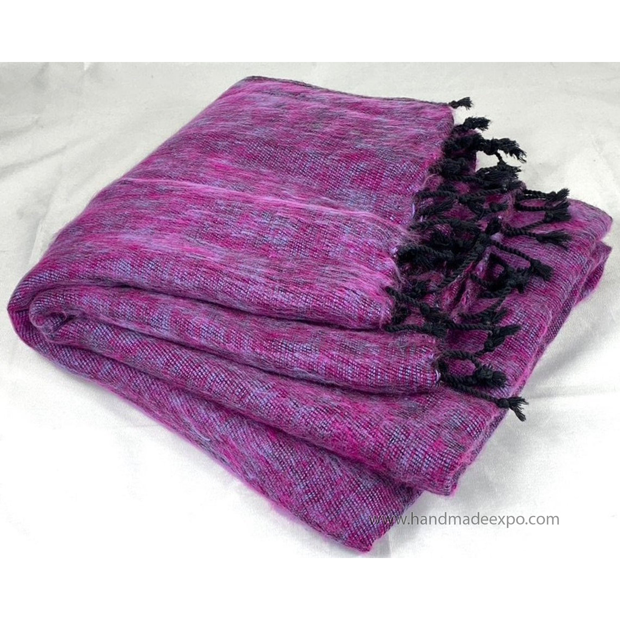 Yak Wool Blanket, Nepali Acrylic Hand Loom Blanket, purple 3