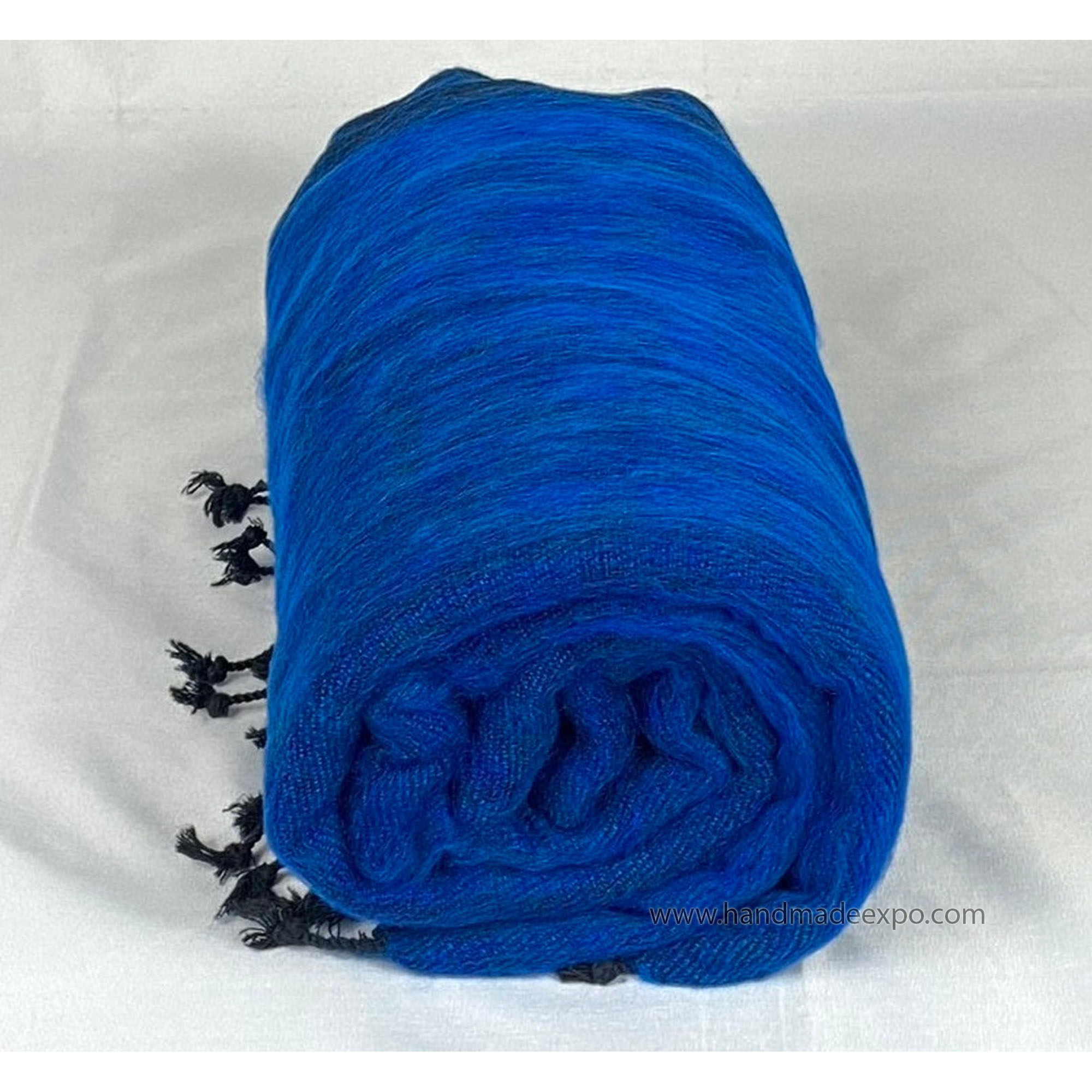 Yak Wool Blanket, Nepali Acrylic Hand Loom Blanket, navy Blue
