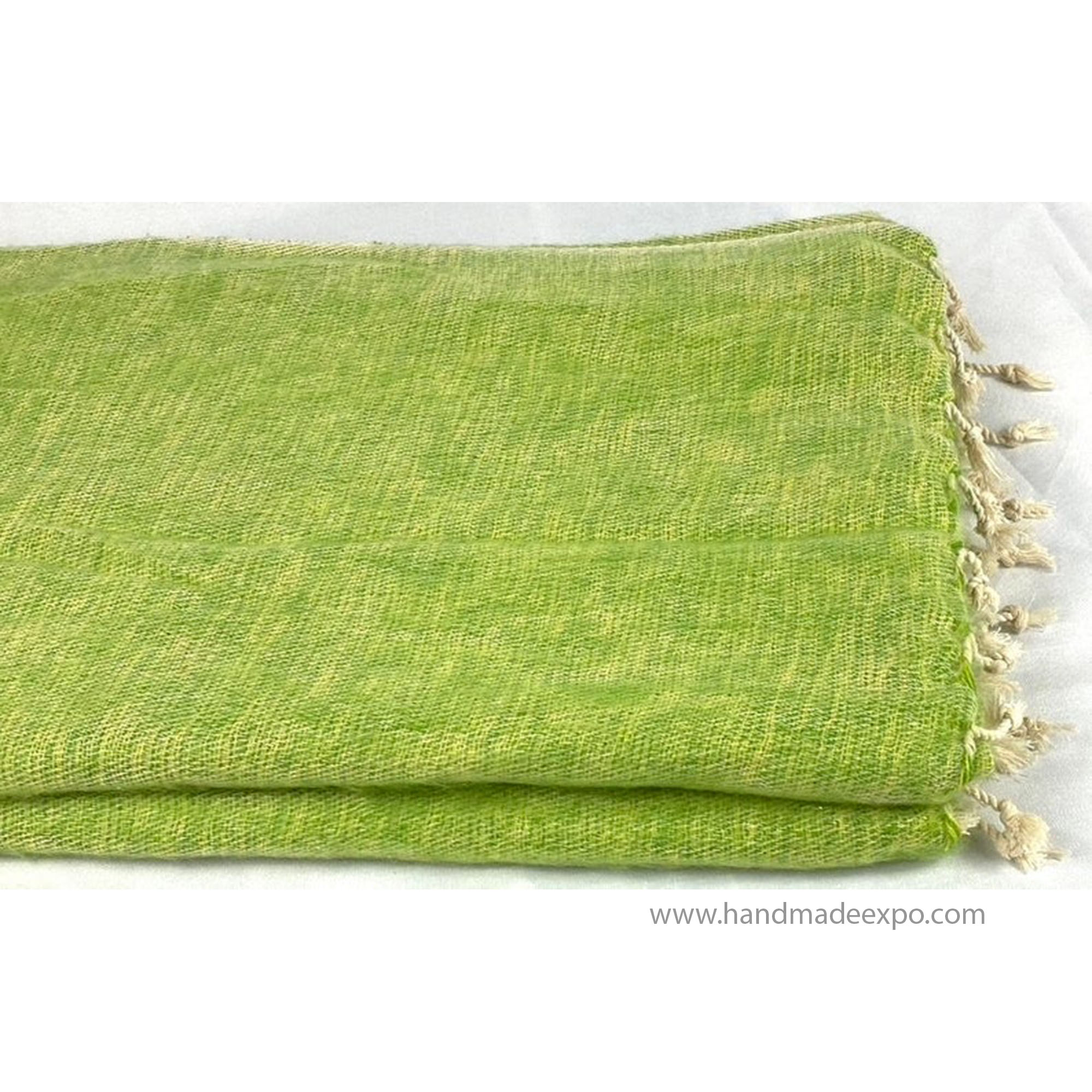 Yak Wool Blanket, Nepali Acrylic Hand Loom Blanket, green