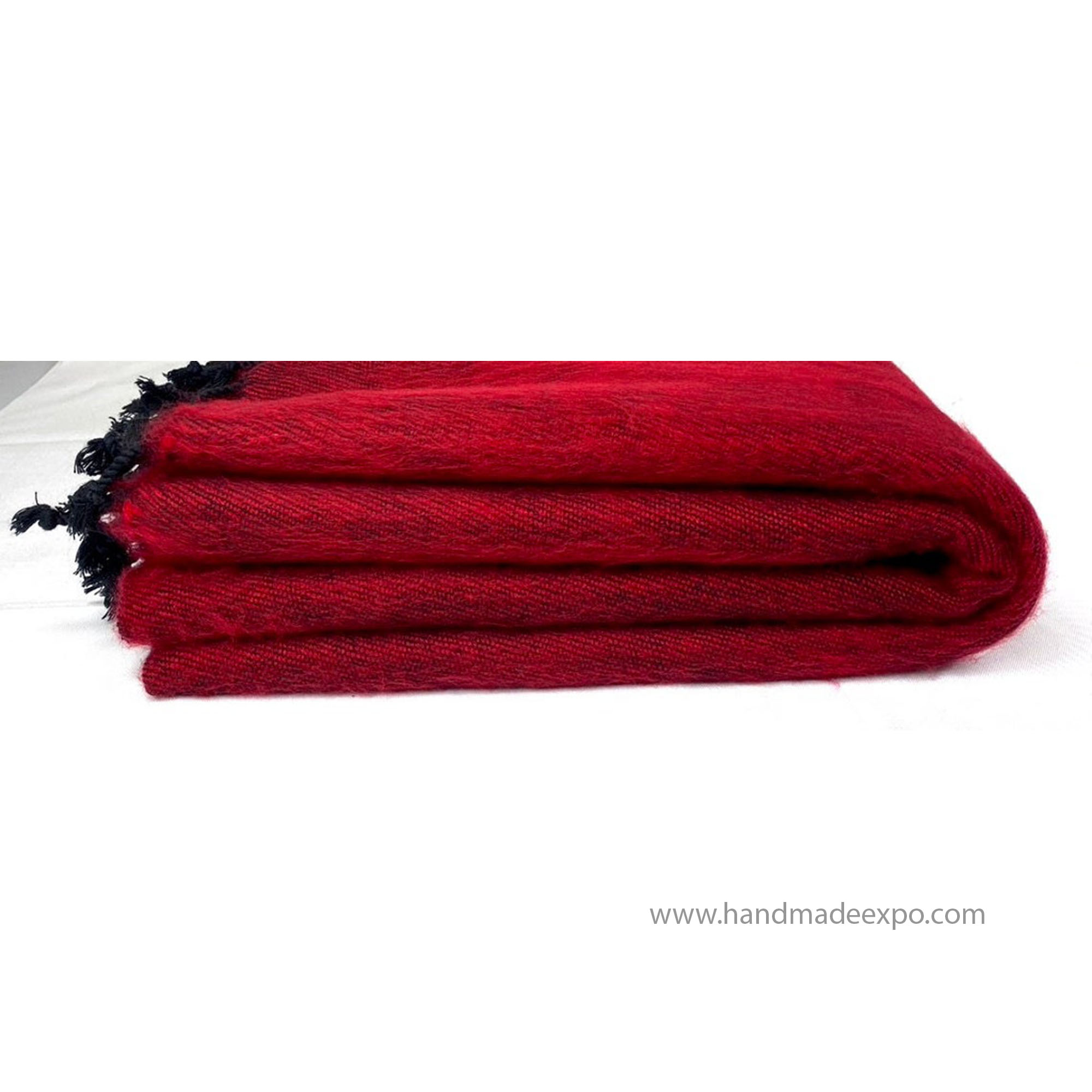 Yak Wool Blanket, Nepali Acrylic Hand Loom Blanket, red