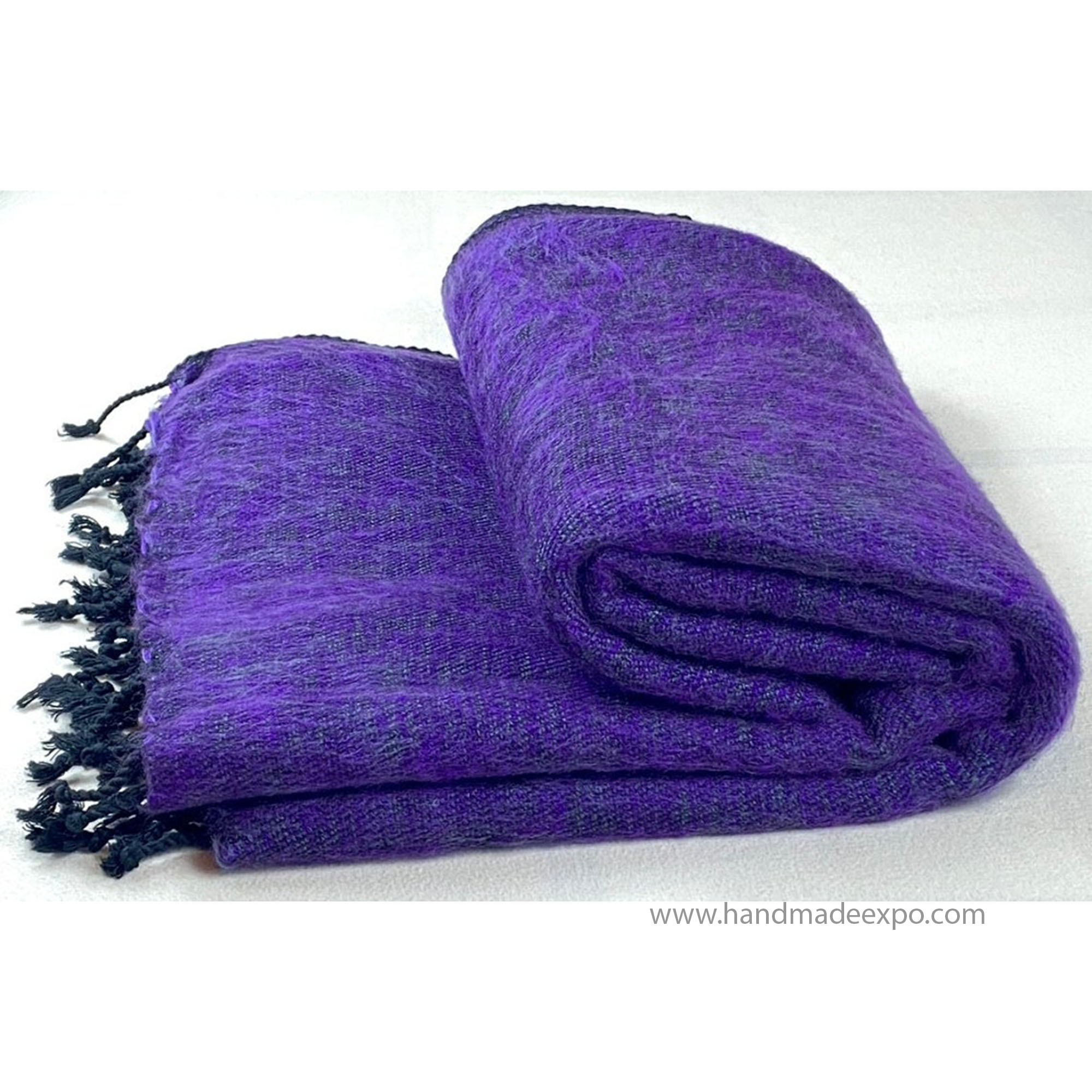 Yak Wool Blanket, Nepali Acrylic Hand Loom Blanket, purple