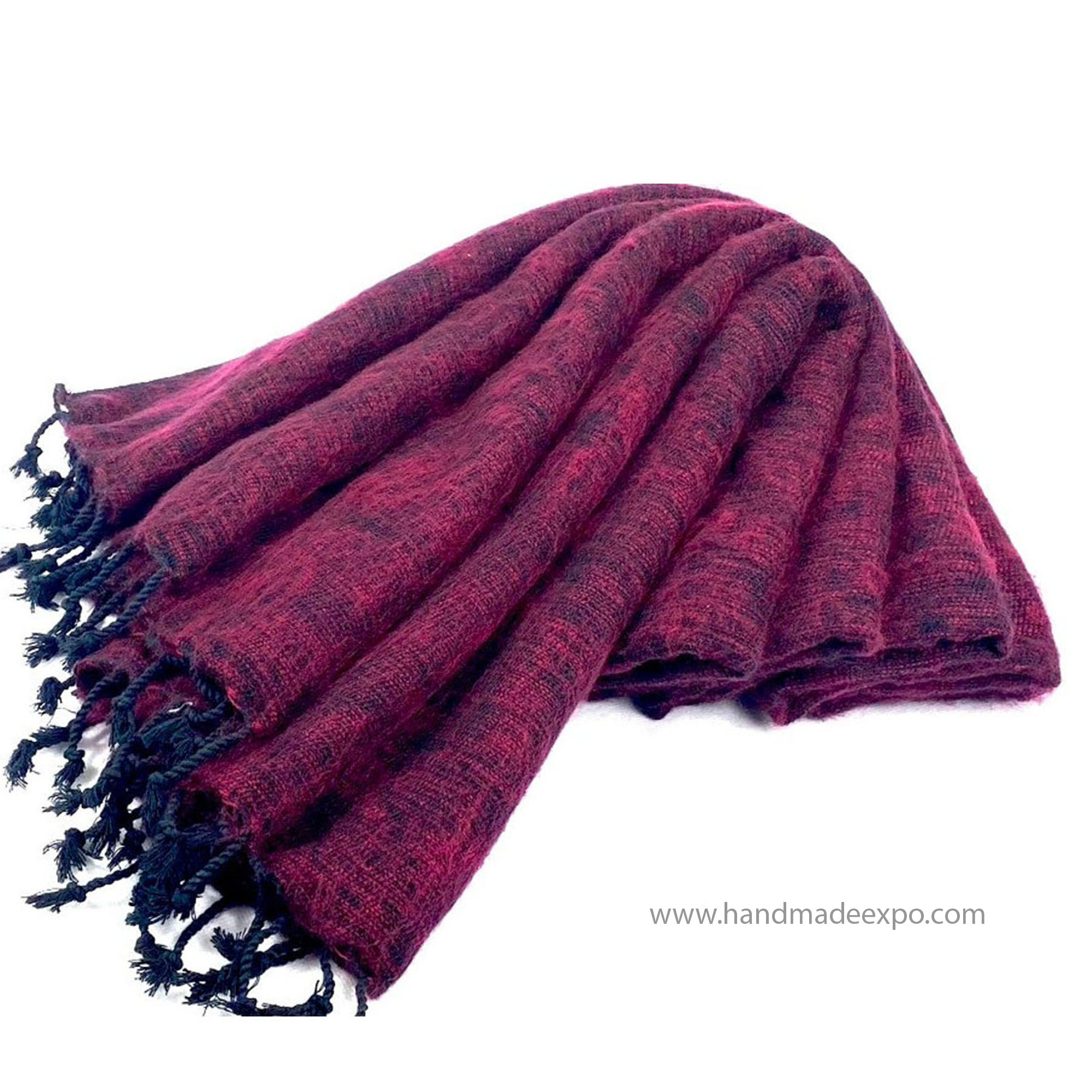 Yak Wool Blanket, Nepali Acrylic Hand Loom Blanket, marron