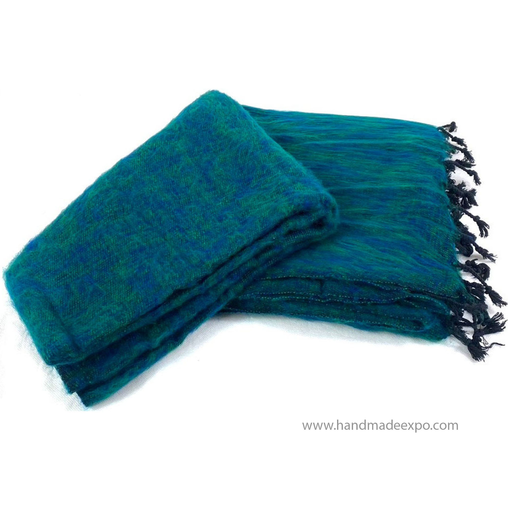 Yak Wool Blanket, Nepali Acrylic Hand Loom Blanket, tourquise