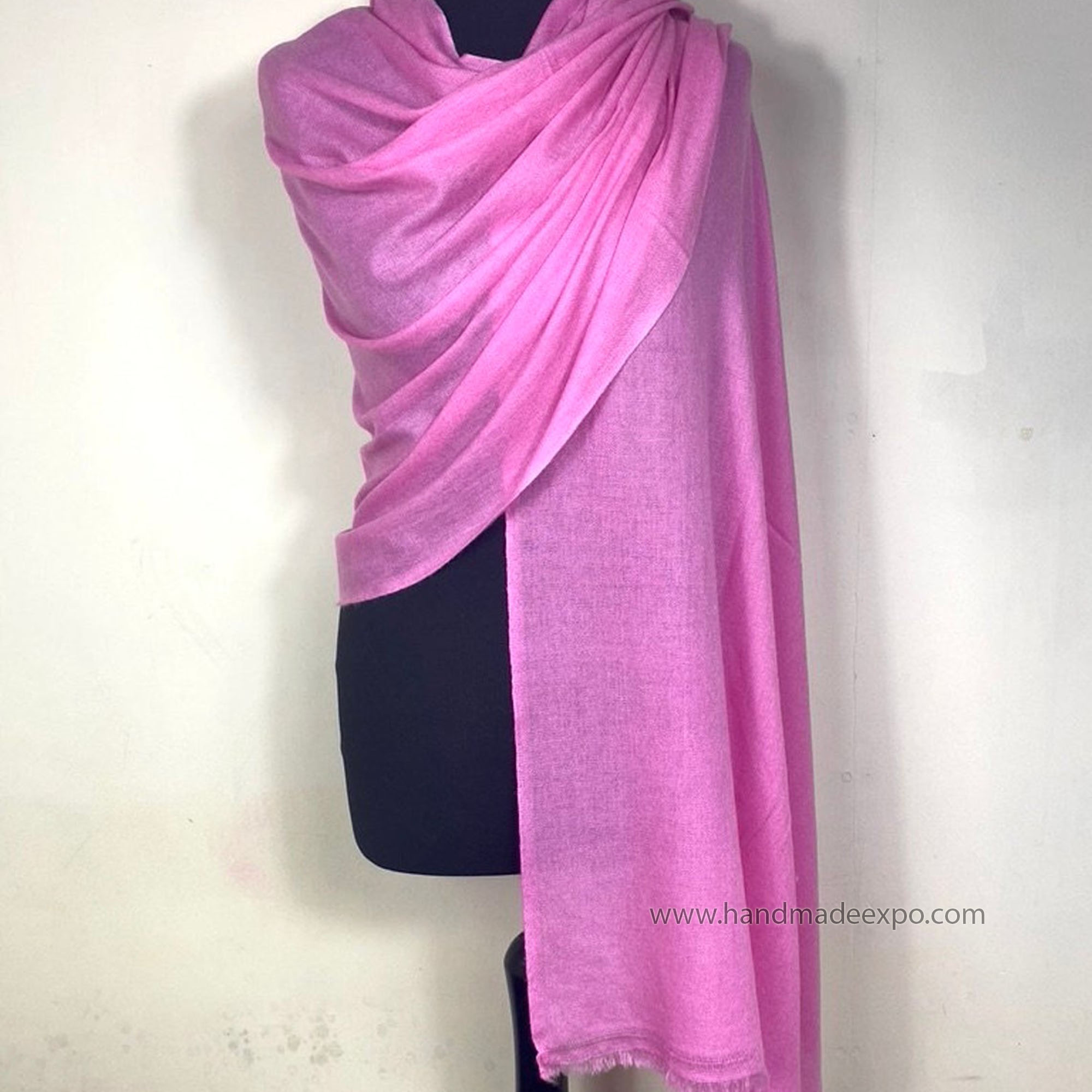 Pashmina Shawl, Nepali Handmade Shawl, In Four Ply Wool, Color Dye pink Color