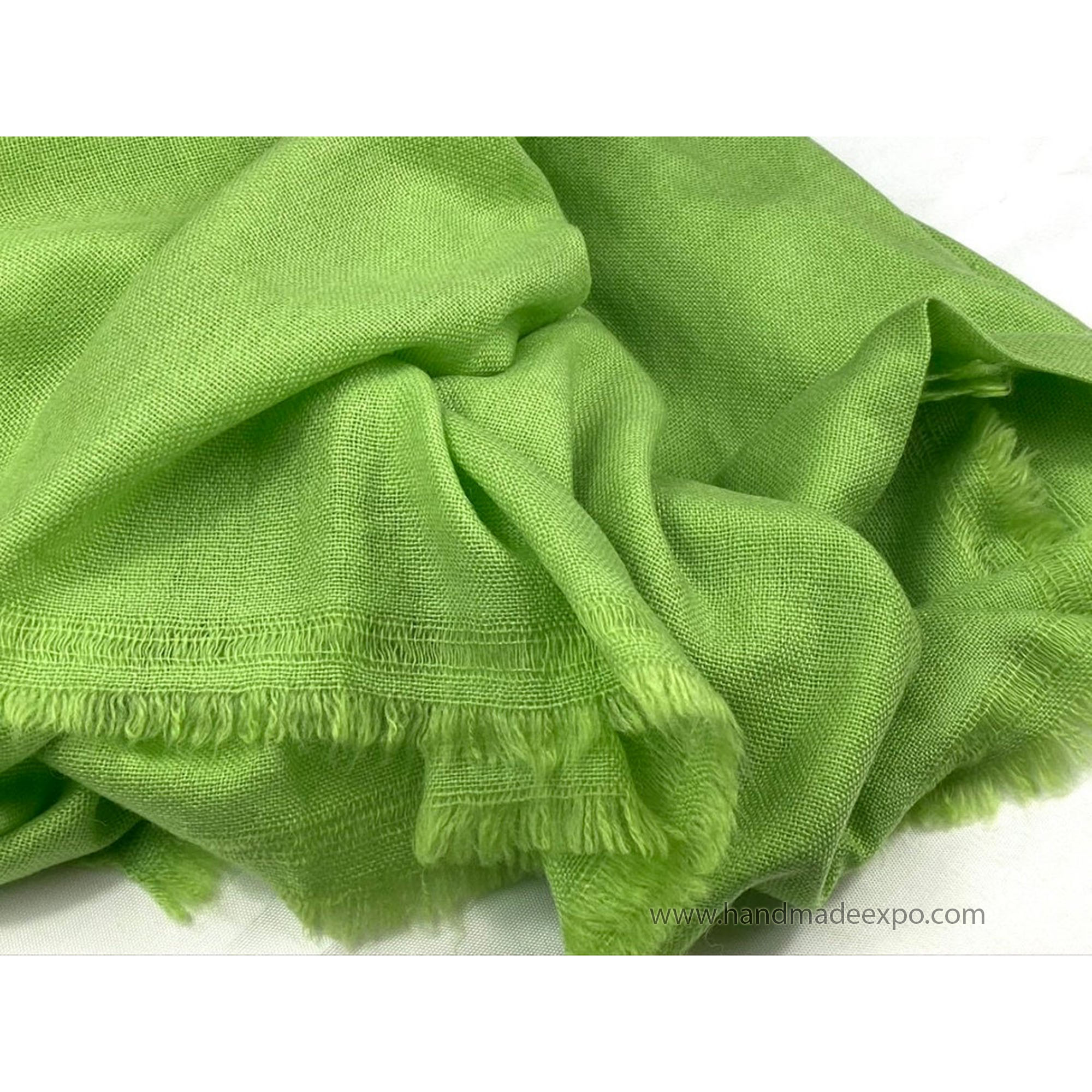 Pashmina Shawl, Nepali Handmade Shawl, In Four Ply Wool, Color Dye parrot Green Color