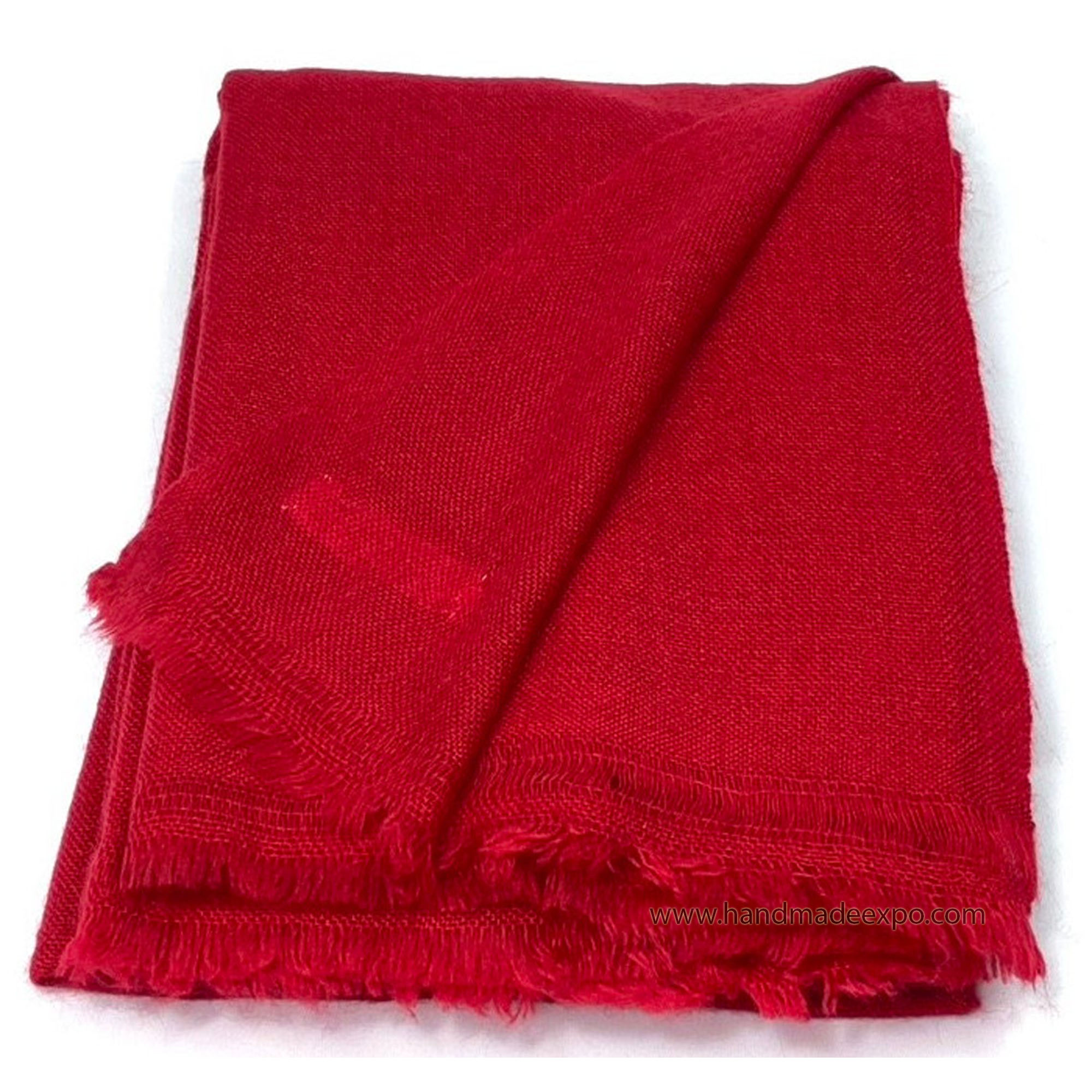 Pashmina Shawl, Nepali Handmade Shawl, In Four Ply Wool, Color Dye dark Red Color